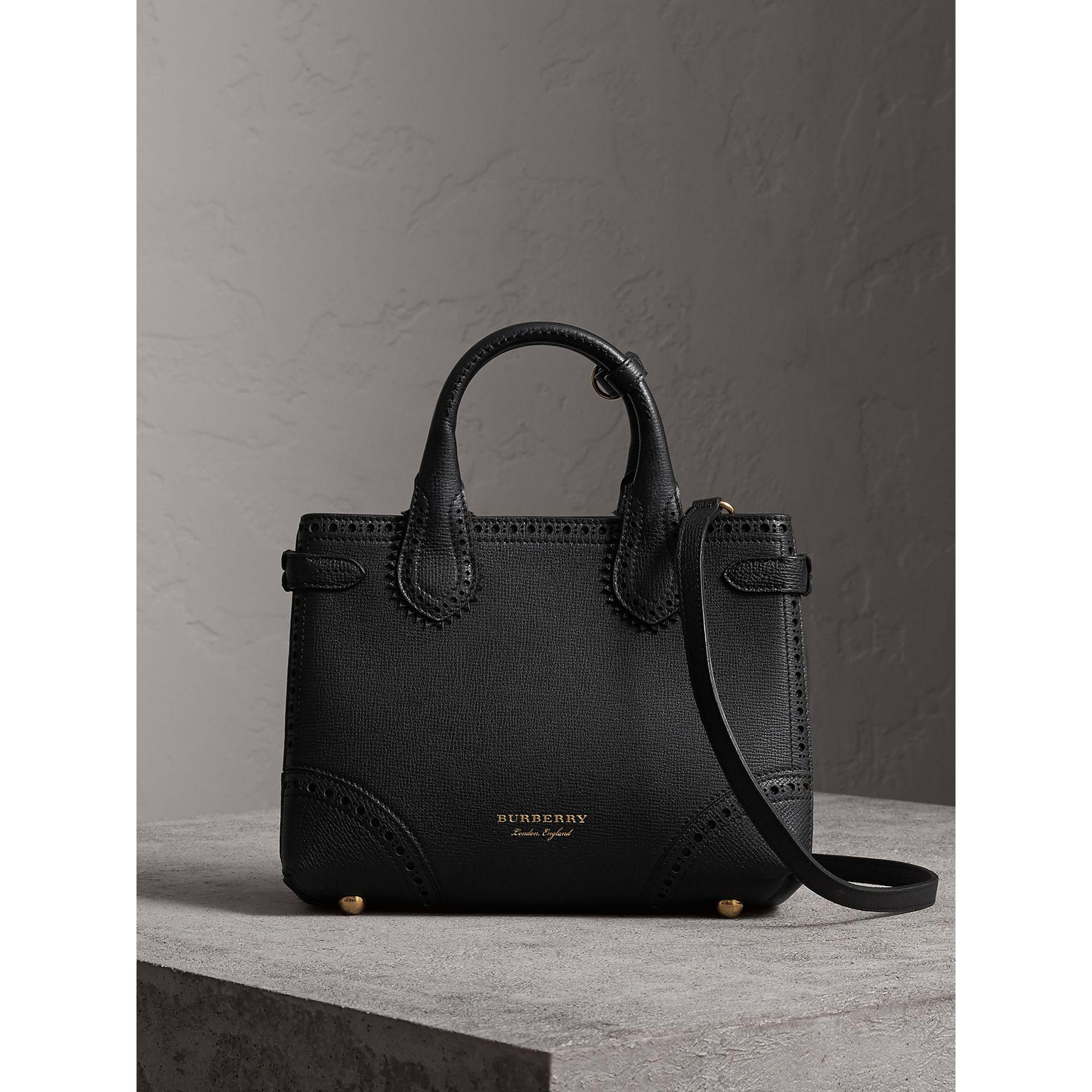 Burberry Small House Check Detail Banner Bag in Black | Lyst