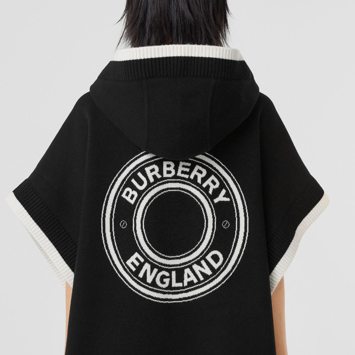 Burberry Logo Graphic Wool Cashmere Jacquard Hooded Cape in