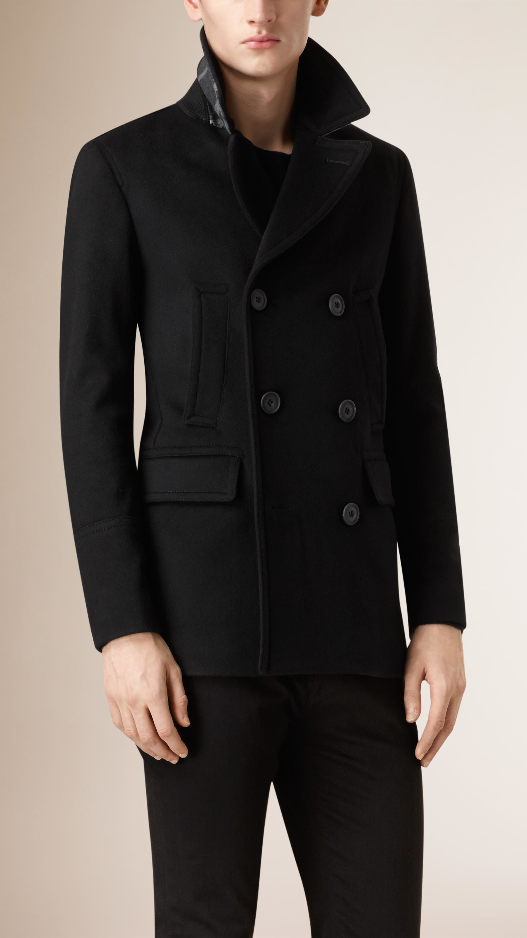 Lyst - Burberry Virgin Wool Cashmere Pea Coat in Black for Men