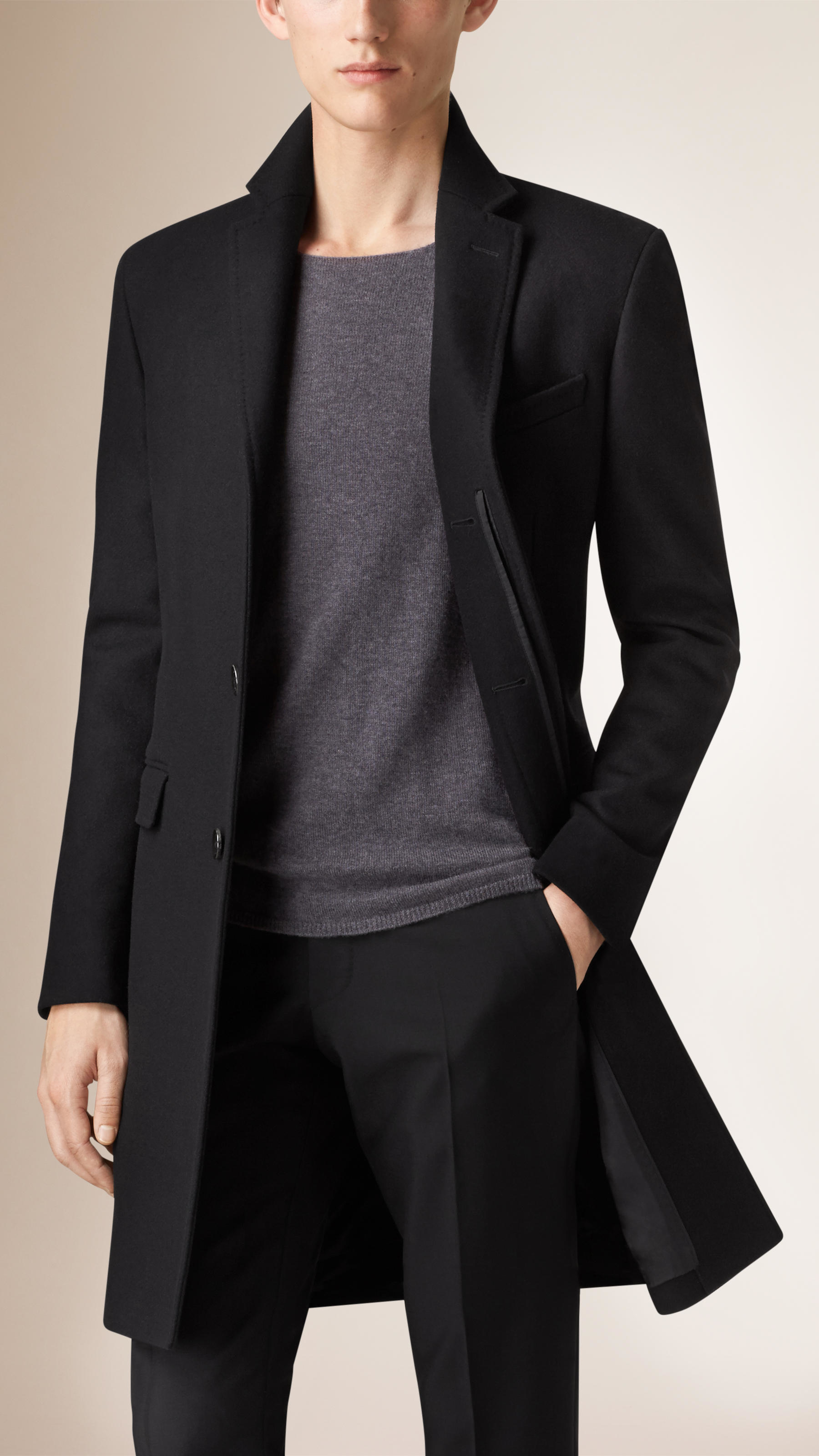 Burberry Wool Cashmere Topcoat in Black for Men - Lyst