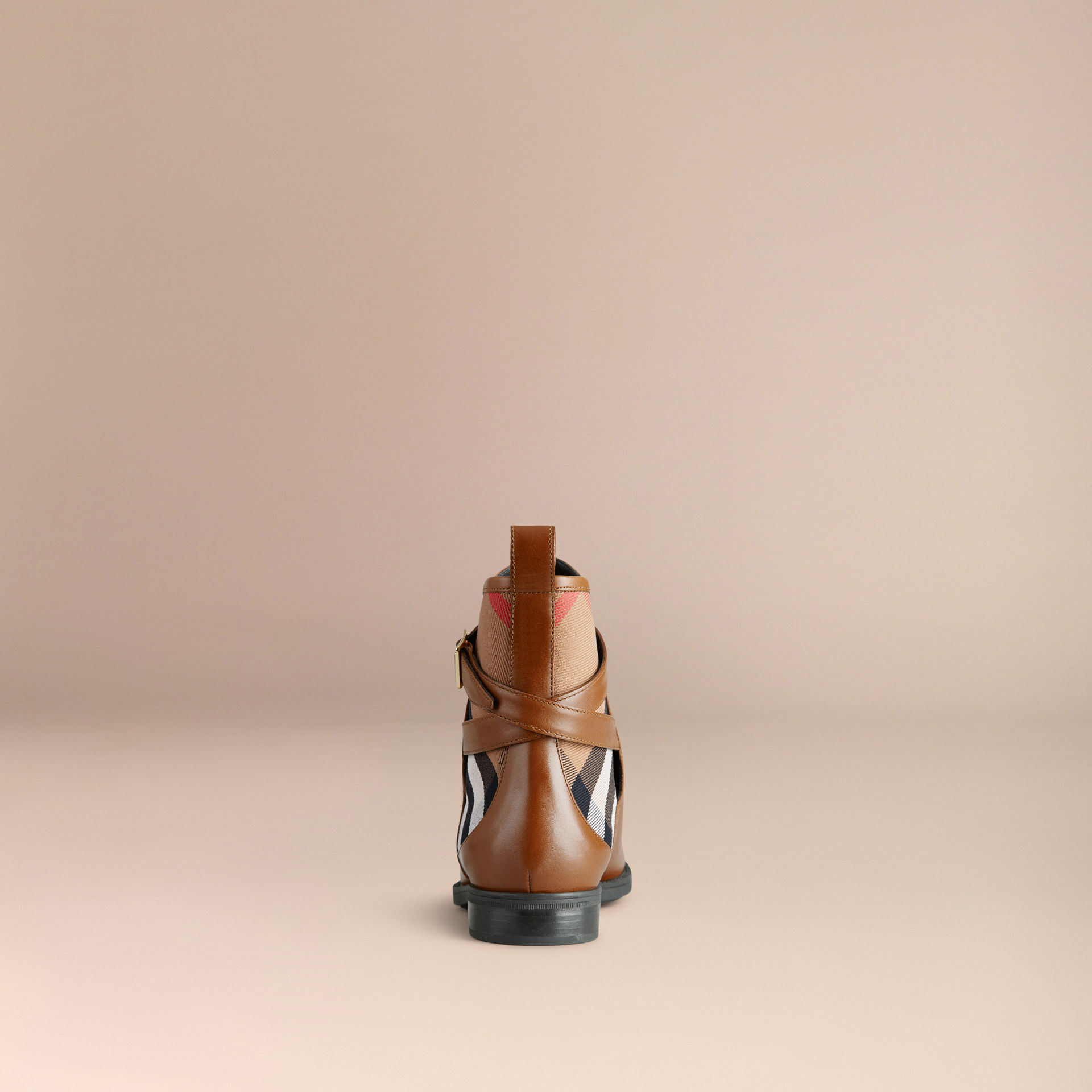 burberry house check leather bootie