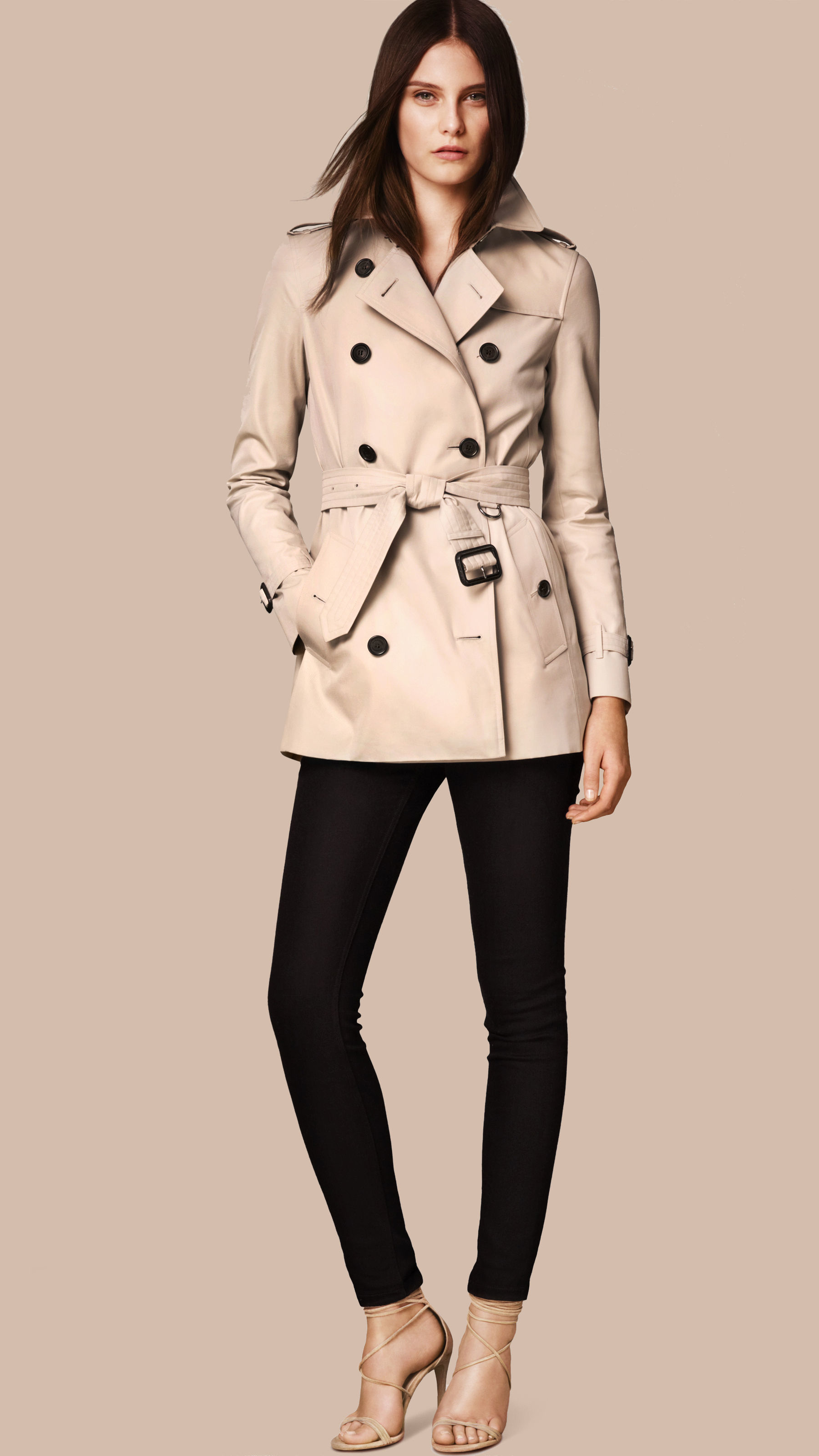 Burberry The Kensington – Short Heritage Trench Coat Stone in Natural | Lyst