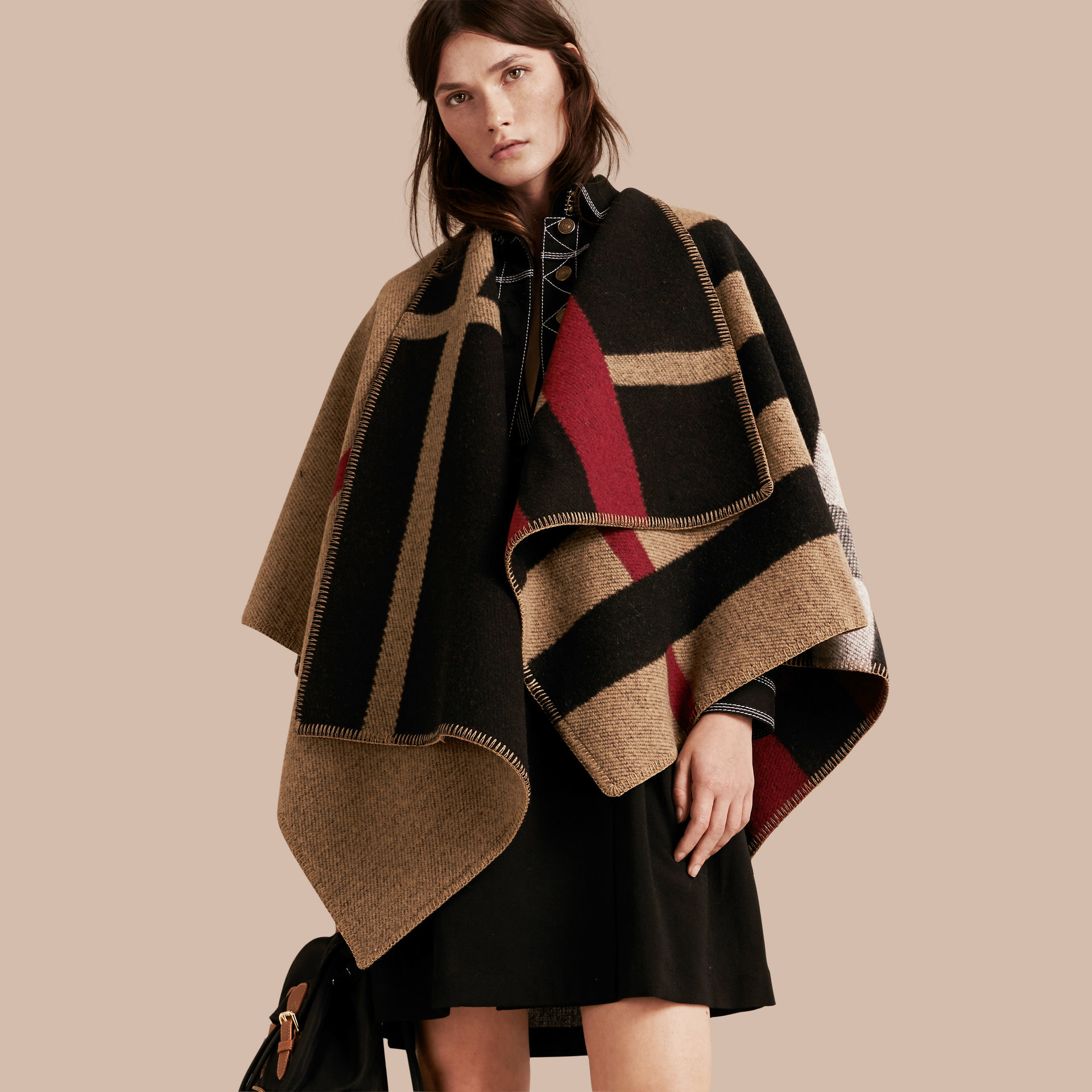 Burberry Check Wool And Cashmere Blanket Poncho in Brown ...