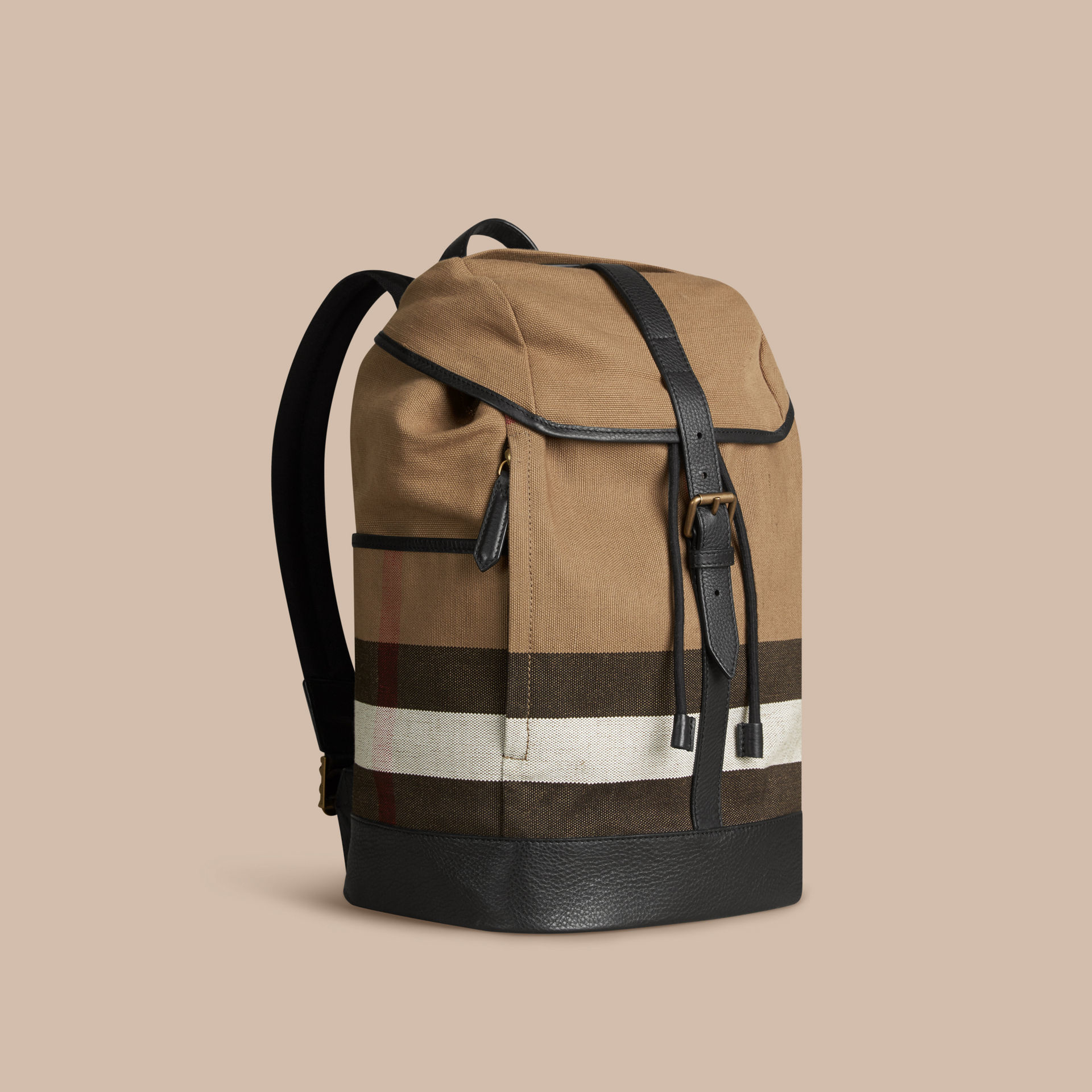 Burberry Canvas Check Backpack in Camel (Natural) for Men - Lyst