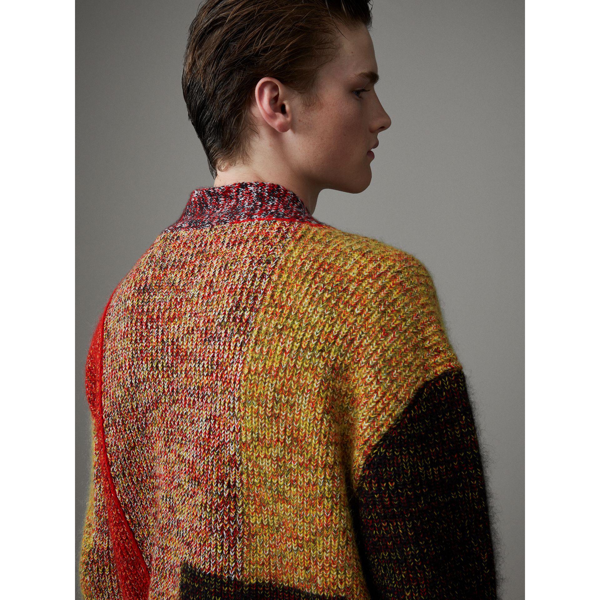 Burberry Wool Linen Mohair Blend Mouliné Oversized Cardigan for Men | Lyst