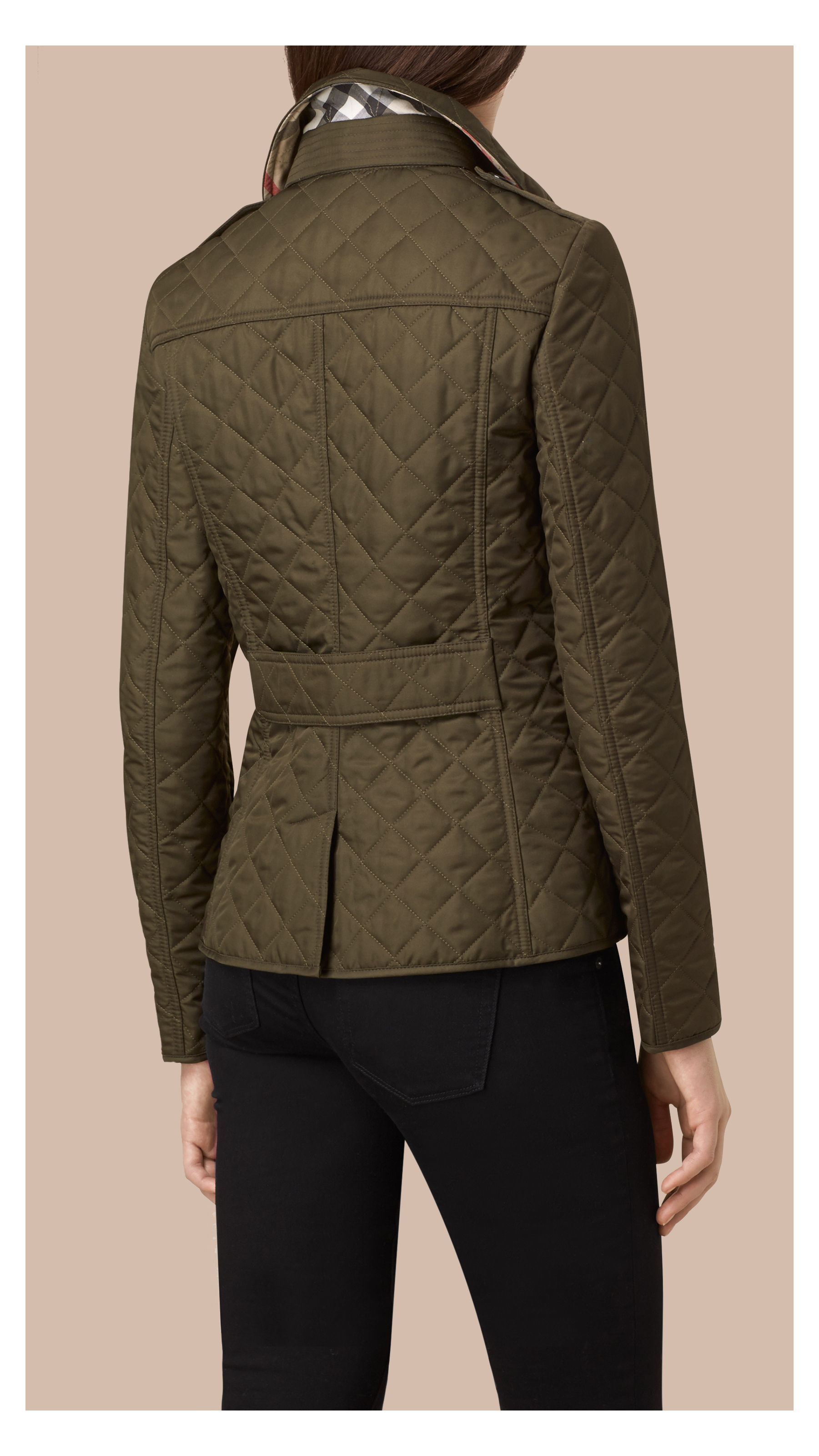 Burberry Diamond Quilted Jacket Olive in | Lyst