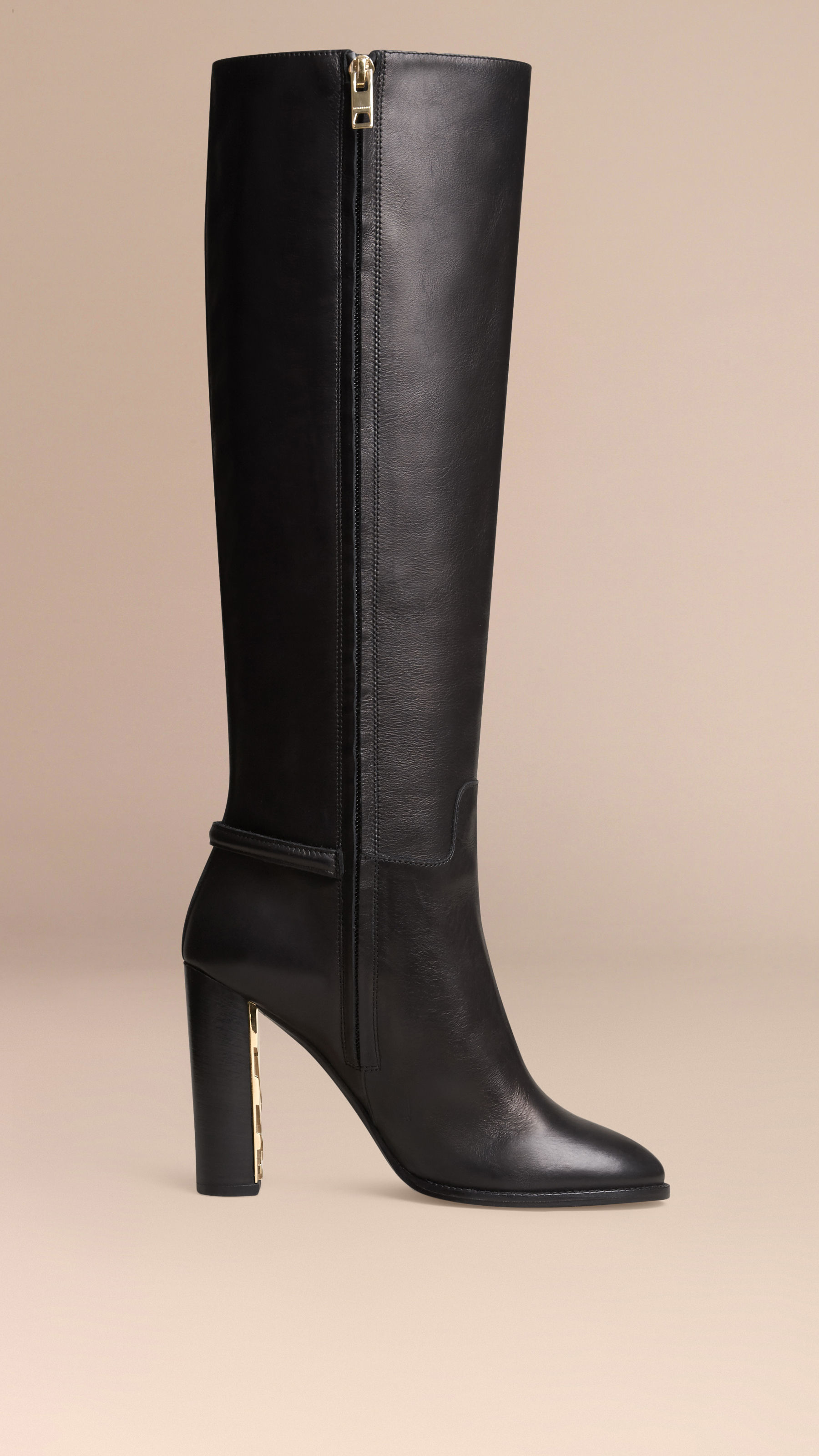 Burberry Knee-high Leather Boots in Black - Lyst