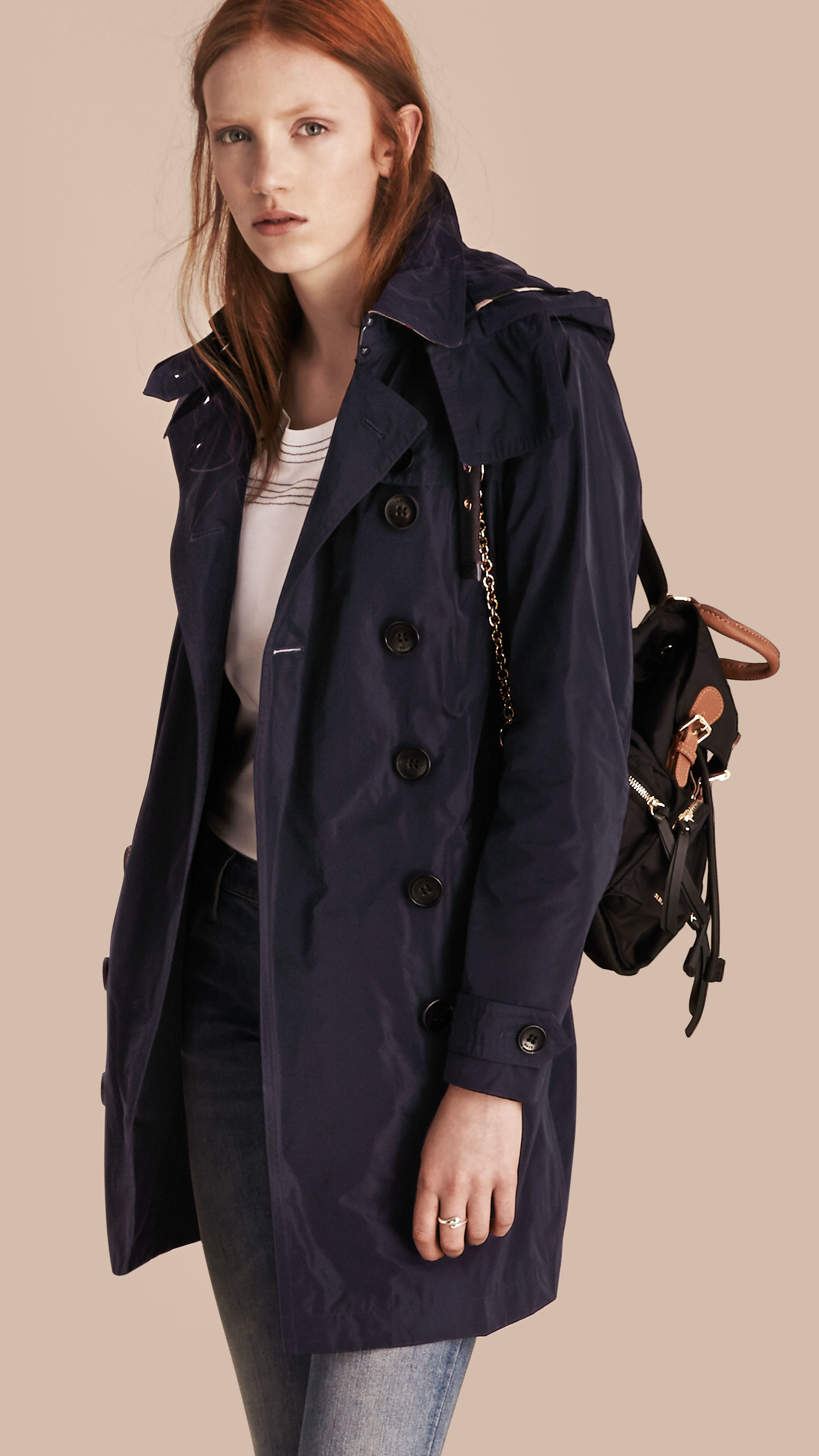 Burberry Synthetic Taffeta Trench Coat With Detachable Hood in 