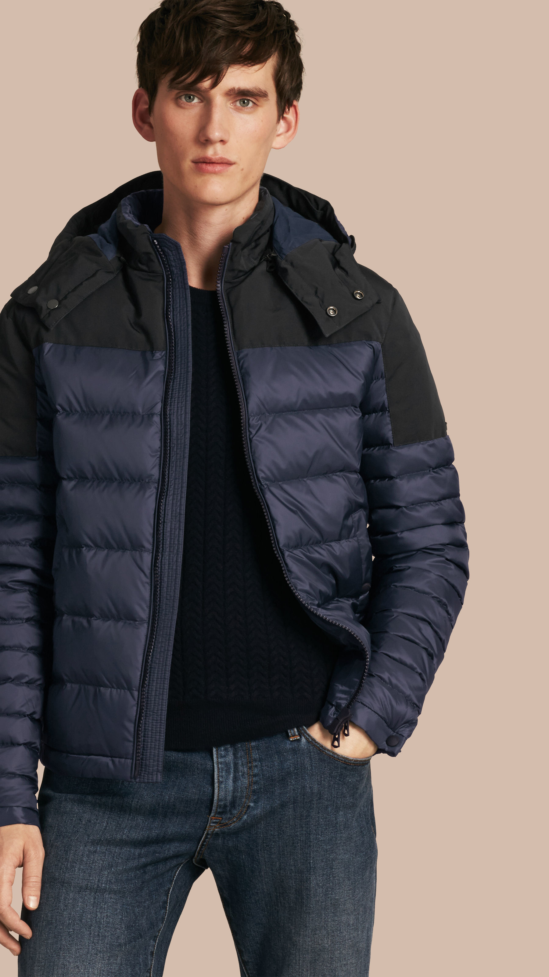 Burberry Cotton Mid-weight Down-filled Technical Puffer Jacket Navy in ...