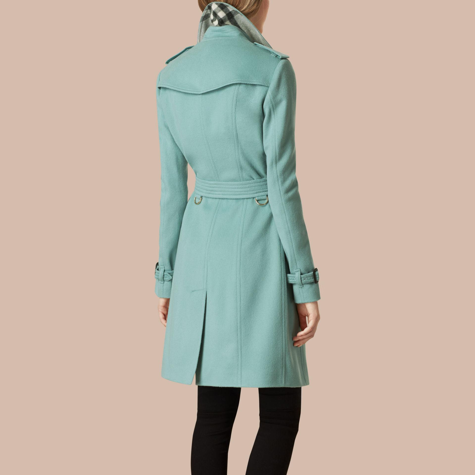 burberry teal cashmere sandringham trench coat