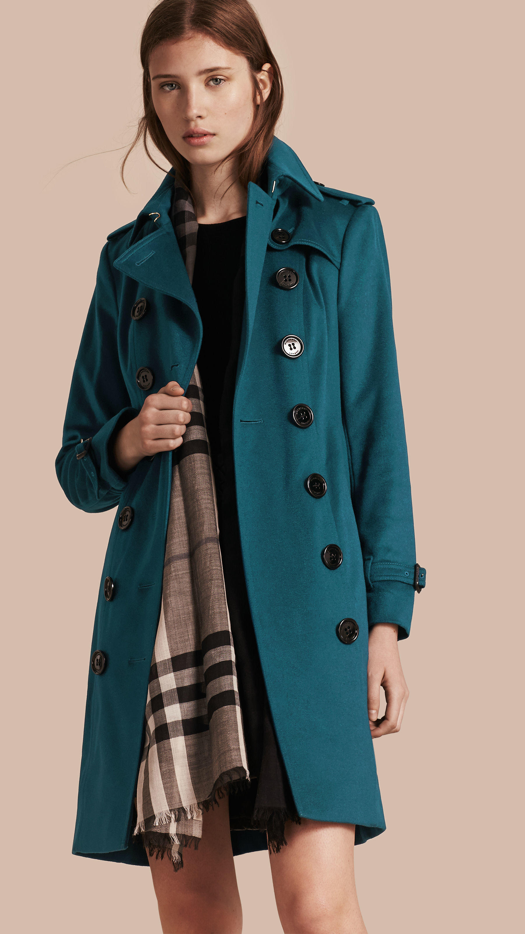 Burberry Cashmere Trench Coat in Teal 