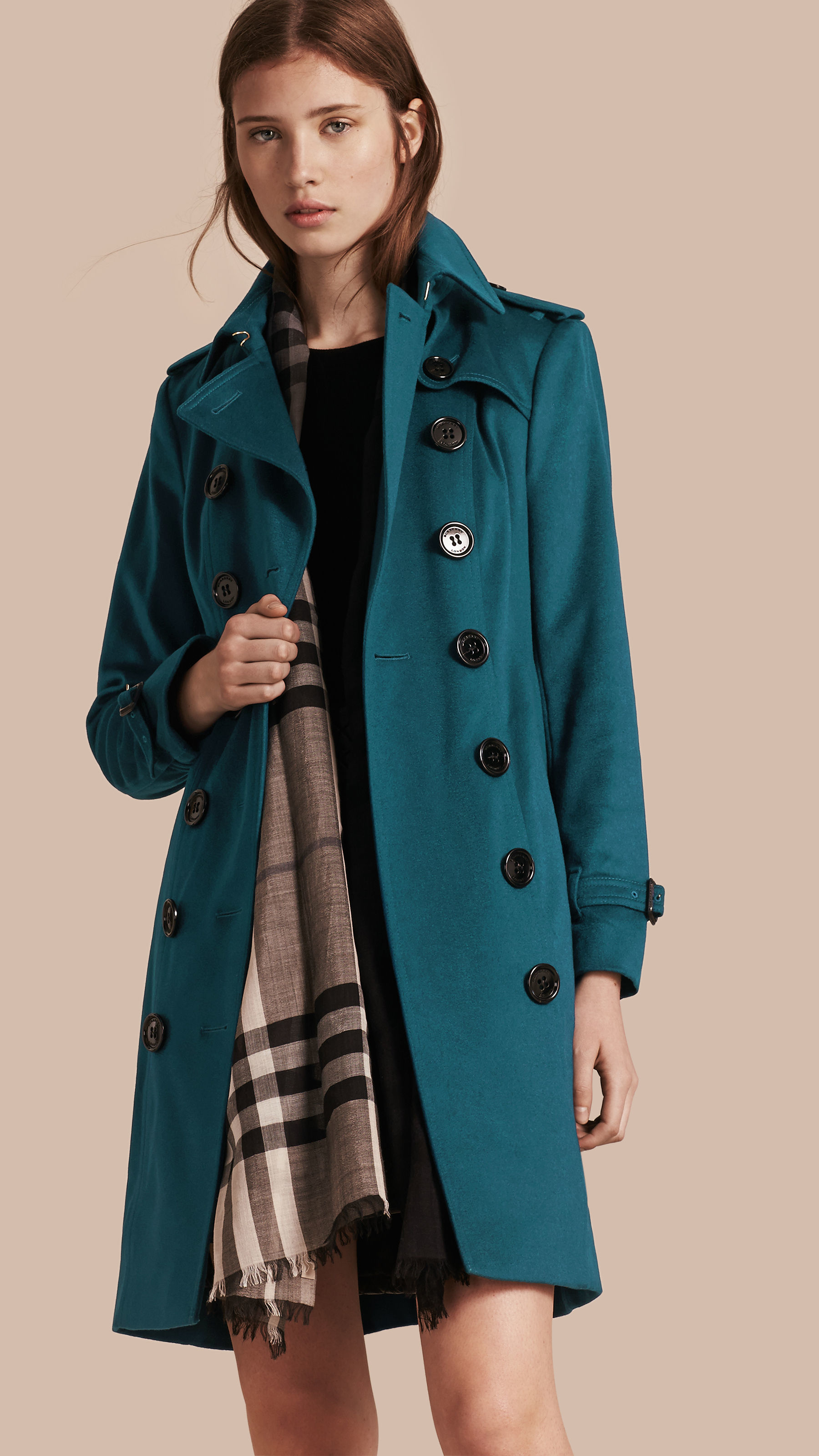 burberry teal blue trench coat