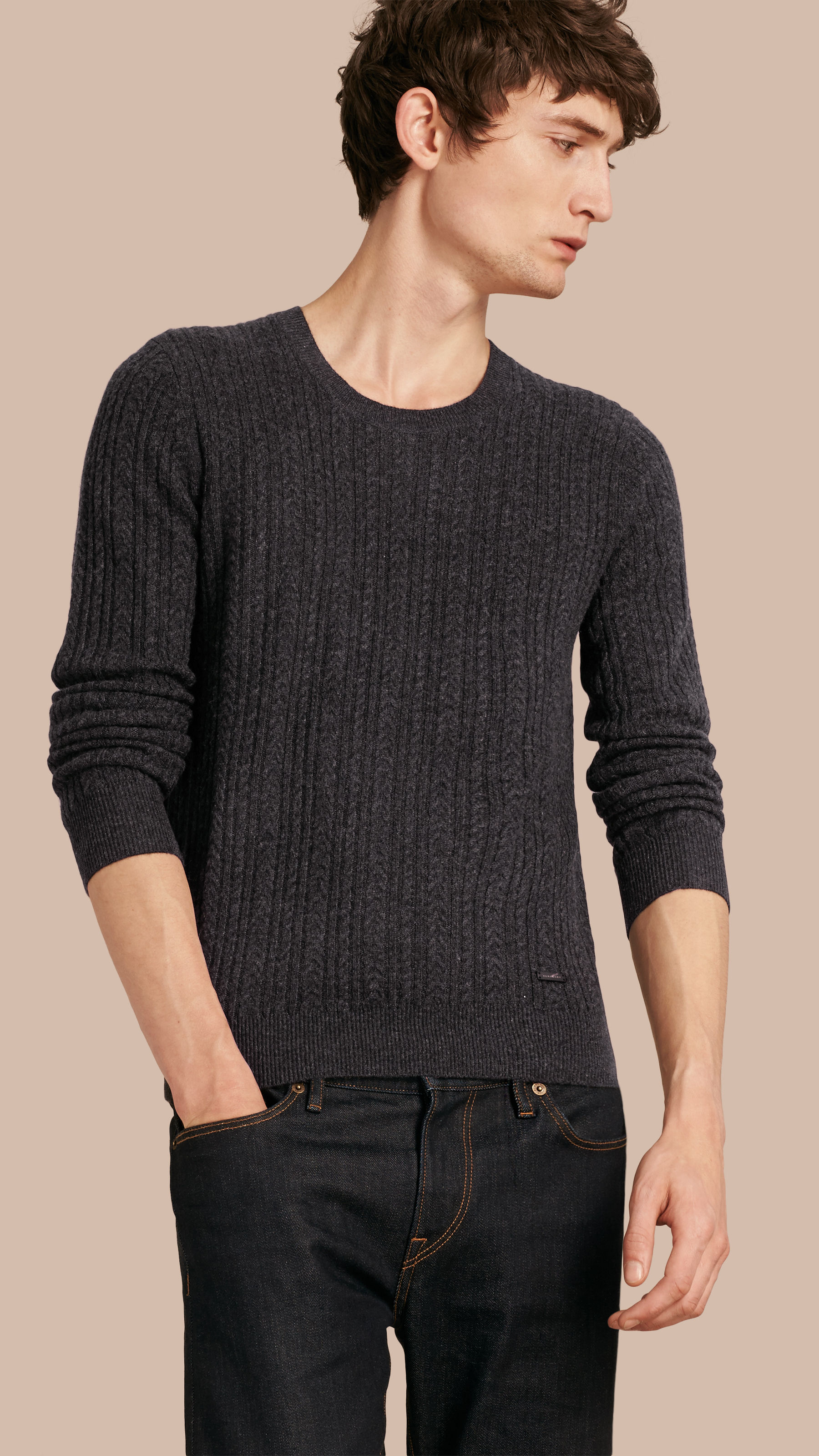 Lyst - Burberry Aran Knit Cashmere Sweater Charcoal in Gray for Men