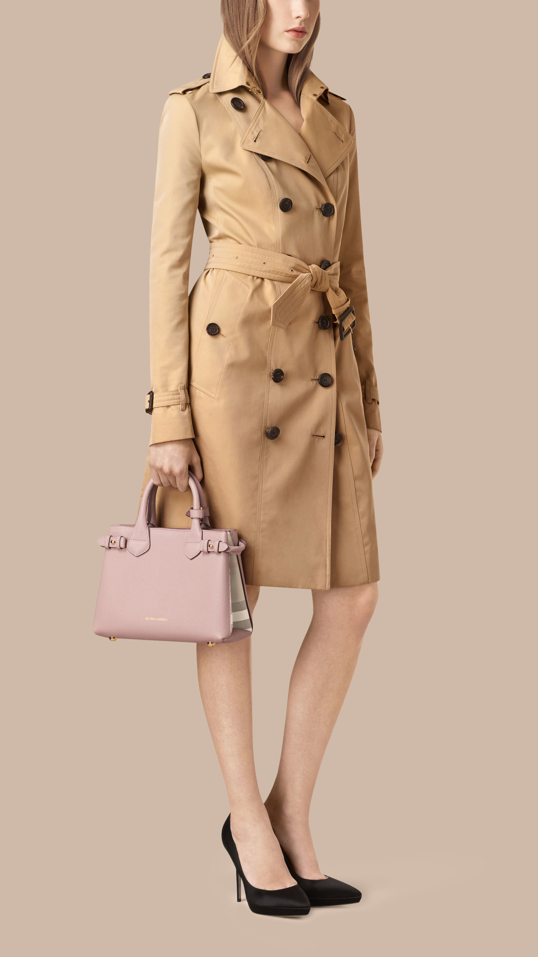 Burberry The Small Banner Leather And House Check Bag in Pink - Lyst