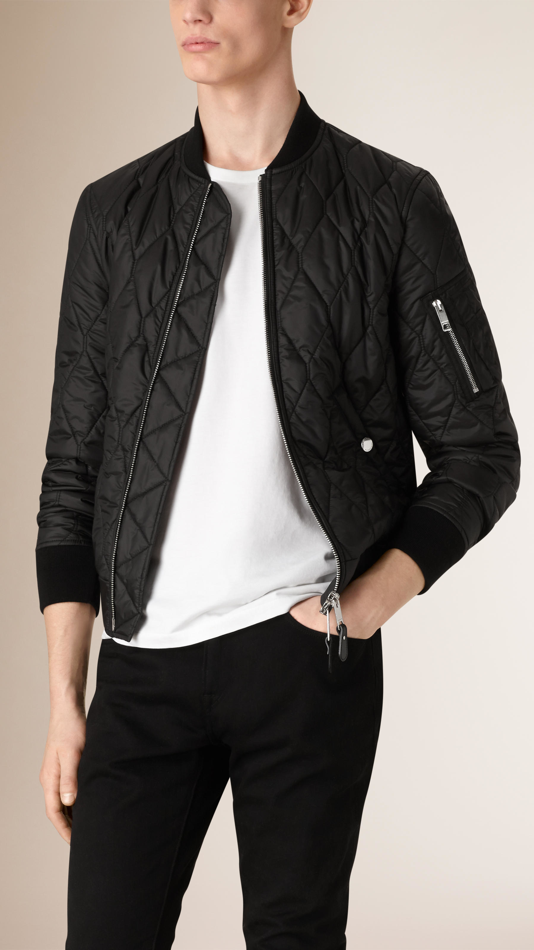 Sale > burberry men's quilted bomber jacket > in stock