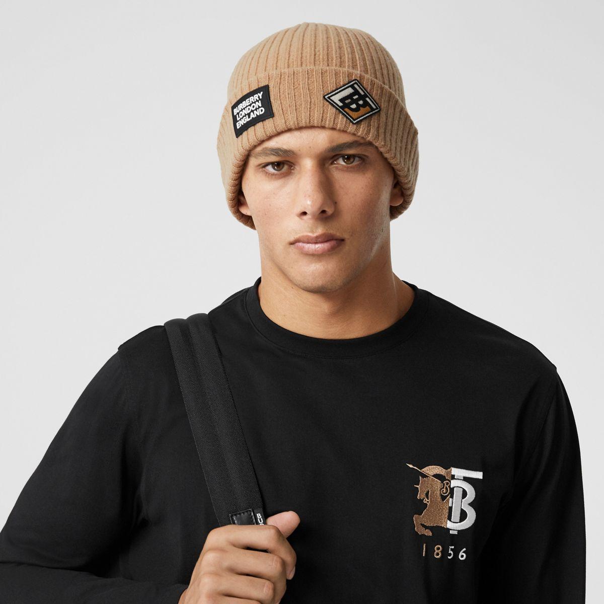 Burberry Wool Logo Patch Beanie Hat in 