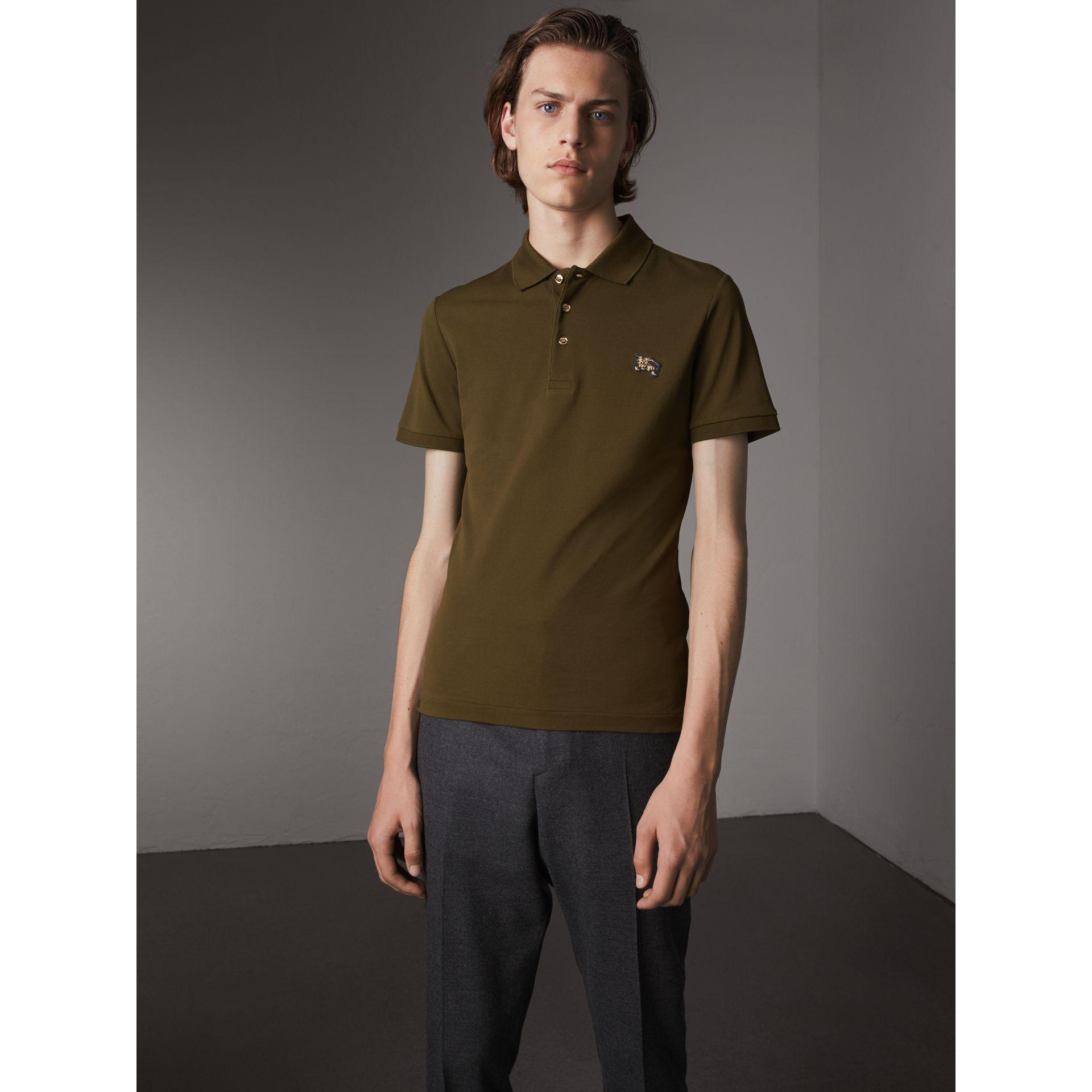 olive green burberry polo