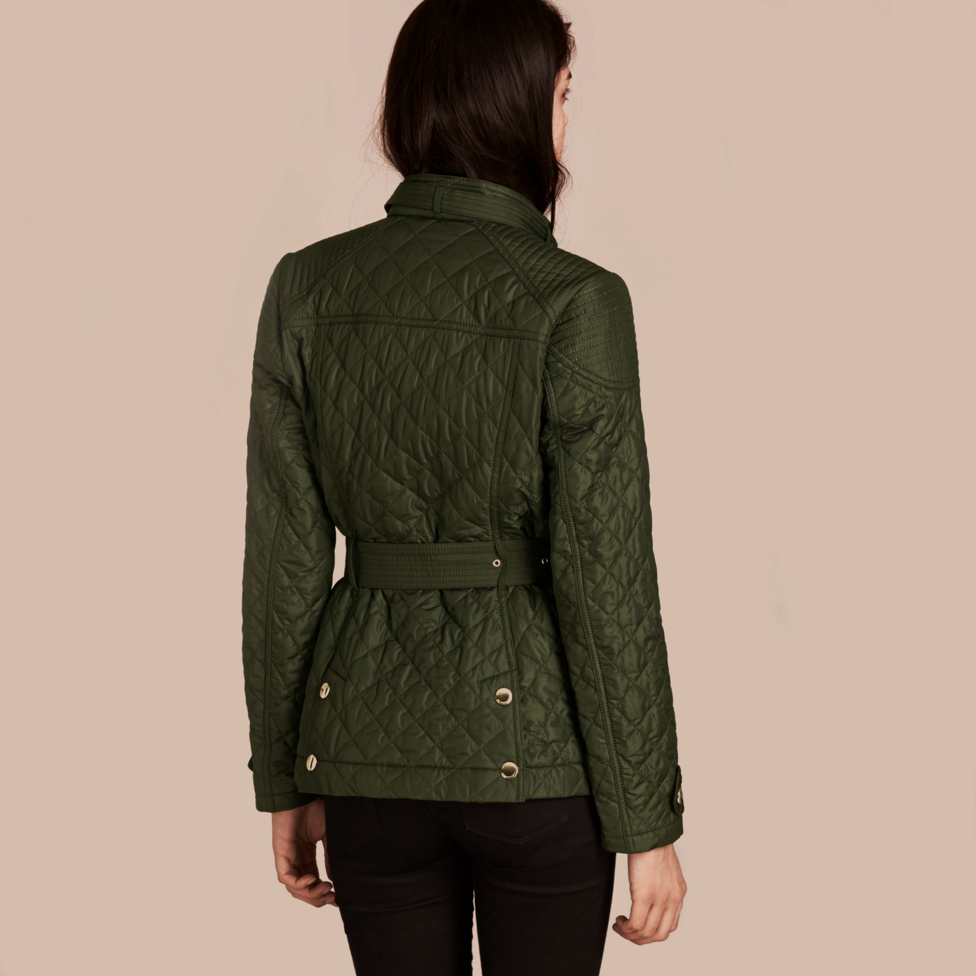 diamond quilted nylon canvas field jacket