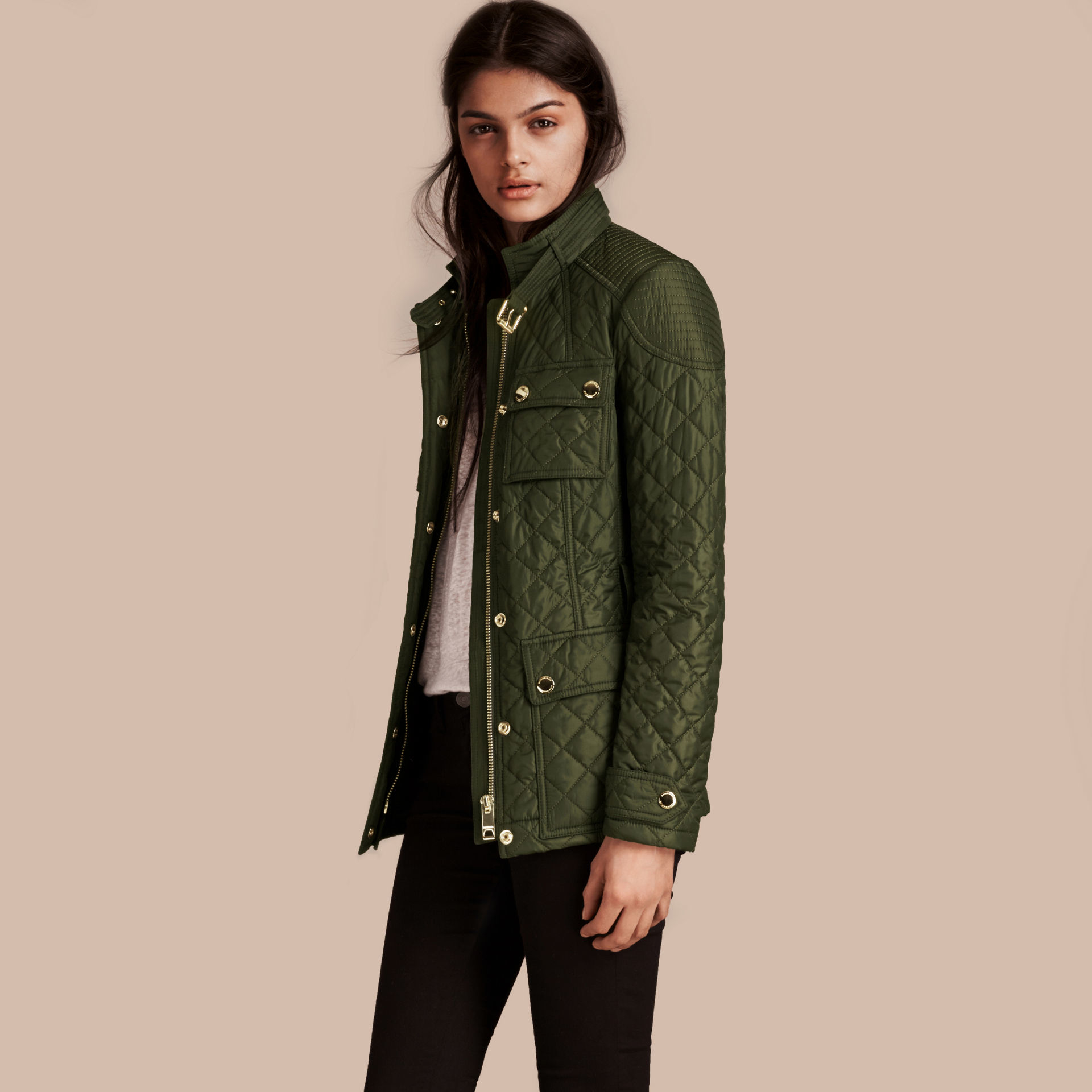 diamond quilted thermoregulated field jacket