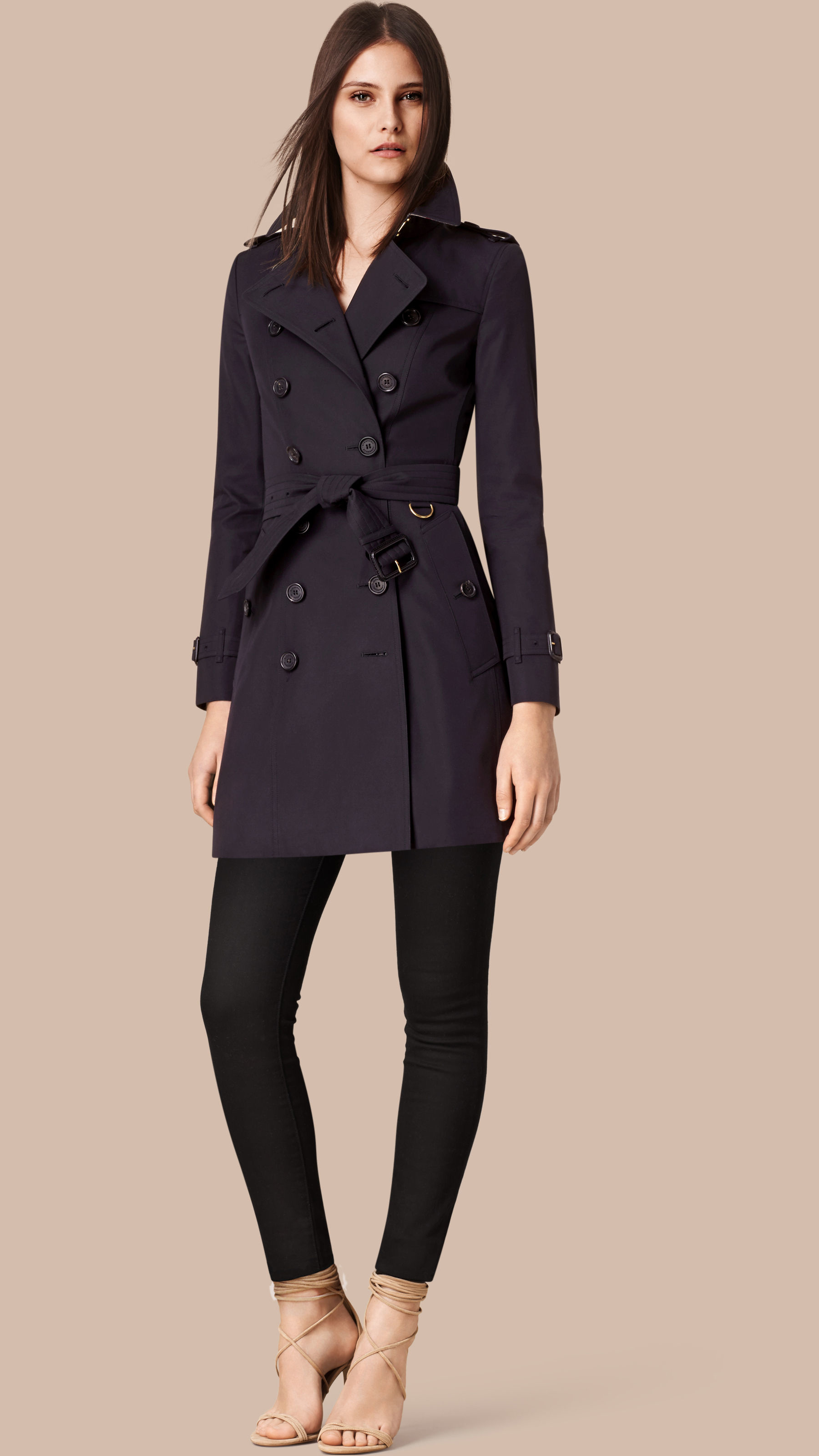 Burberry Cotton The Chelsea – Mid-length Heritage Trench Coat Navy in Black  - Lyst