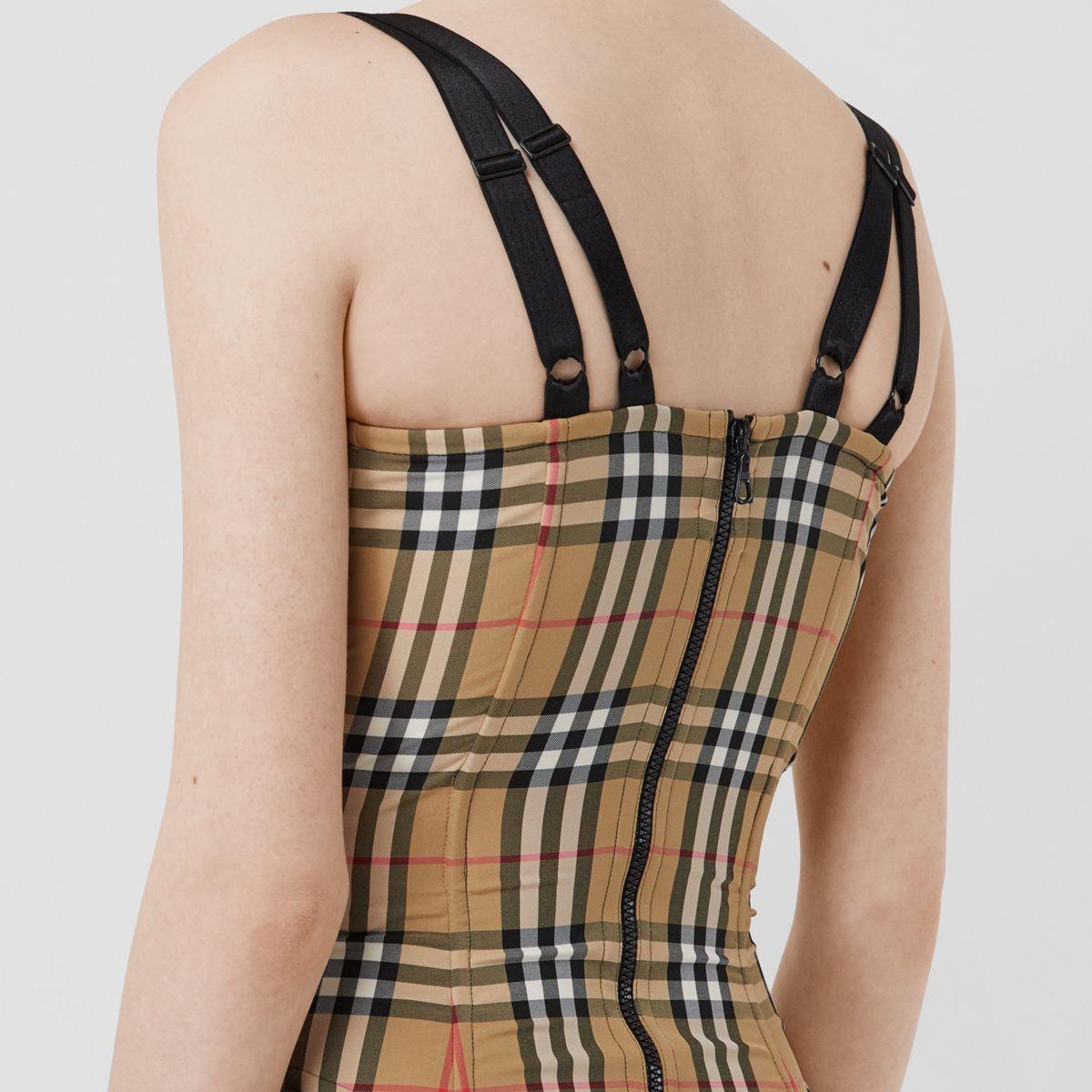 Burberry Vintage Check Stretch Jersey Corset Dress in Natural | Lyst