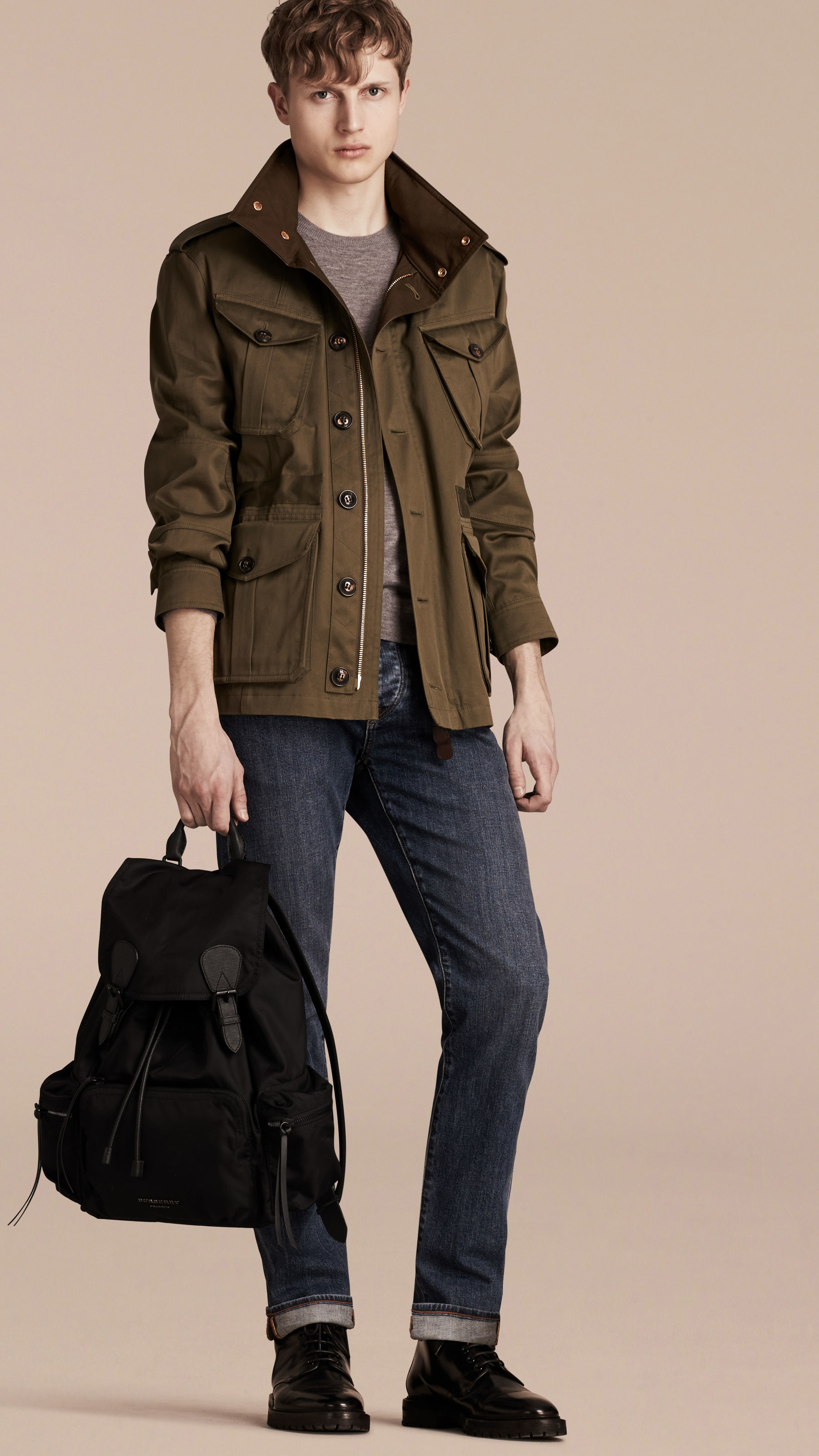 Burberry the large rucksack in cheap technical nylon and leather
