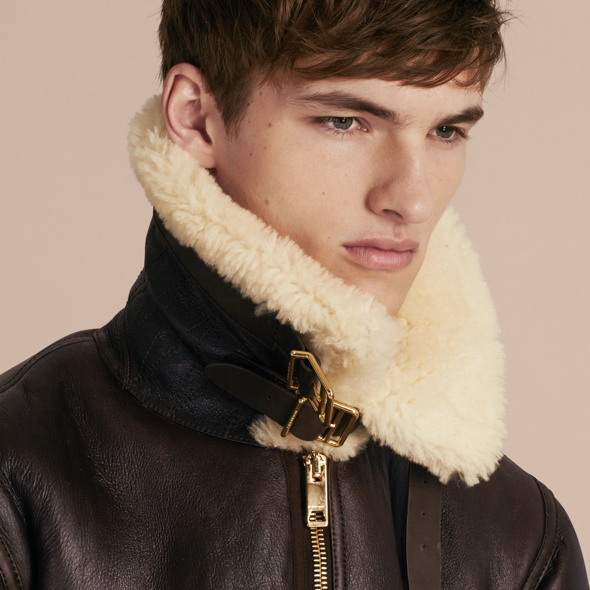 Burberry Leather Shearling Aviator Jacket for Men | Lyst