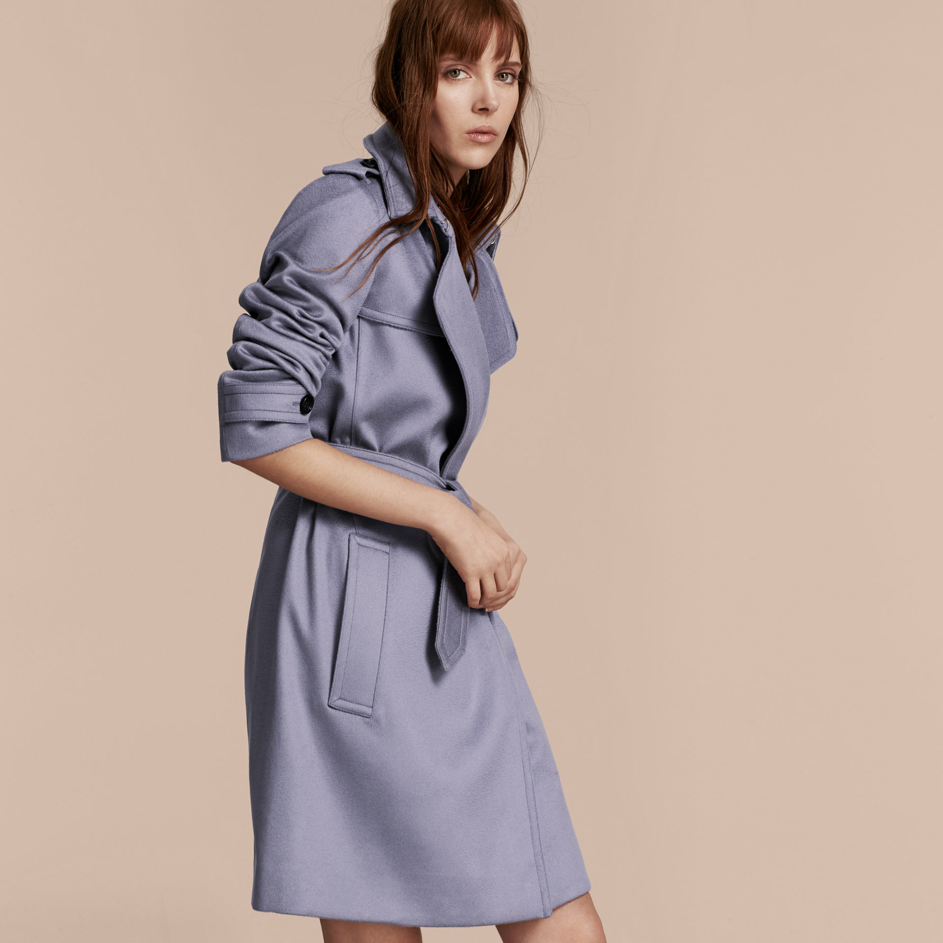 Burberry Cashmere Wrap Trench Coat Dusty Blue - Lyst