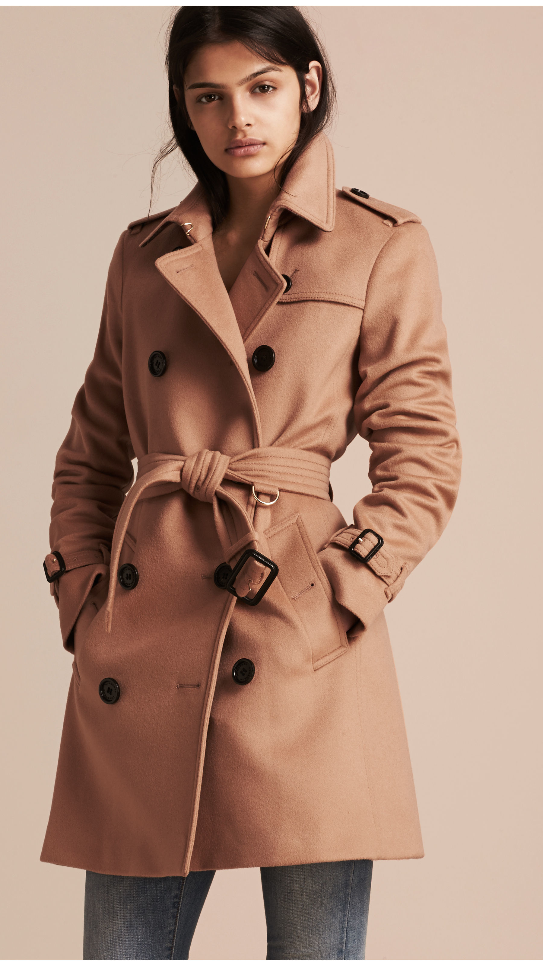 Burberry Wool Cashmere Trench Coat Camel in Brown - Lyst