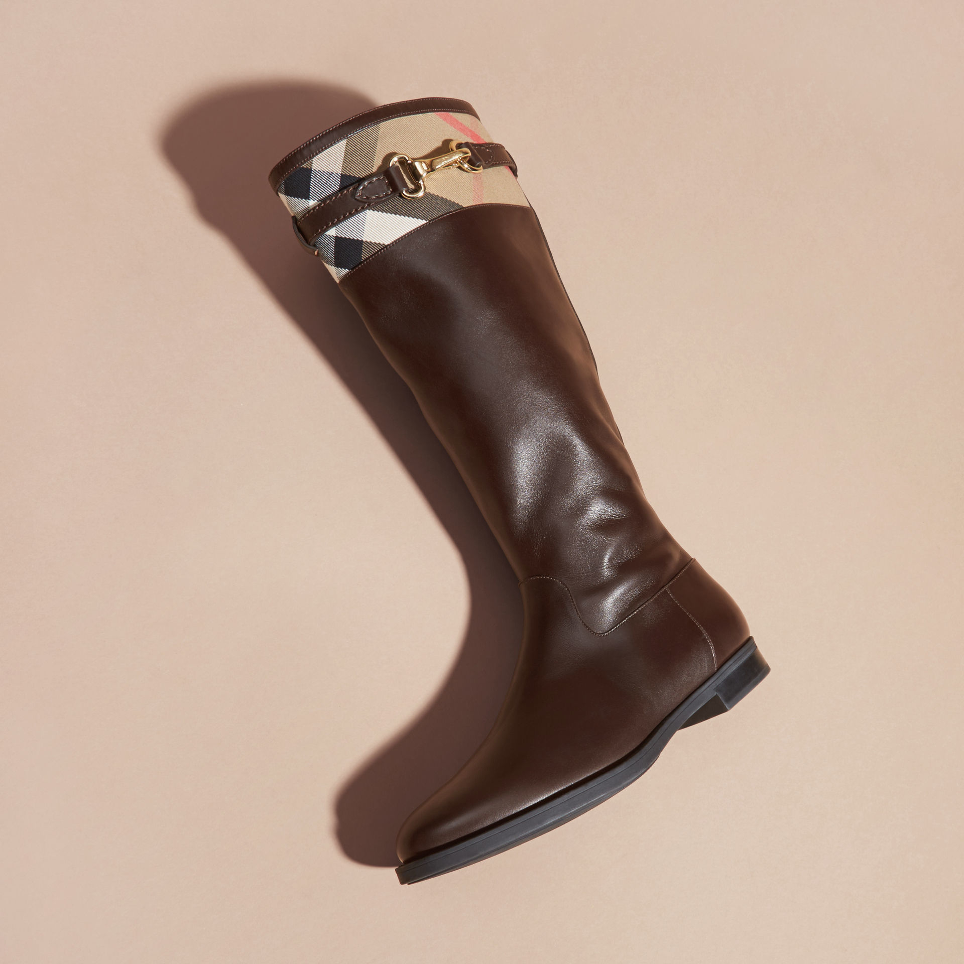burberry house check leather bootie