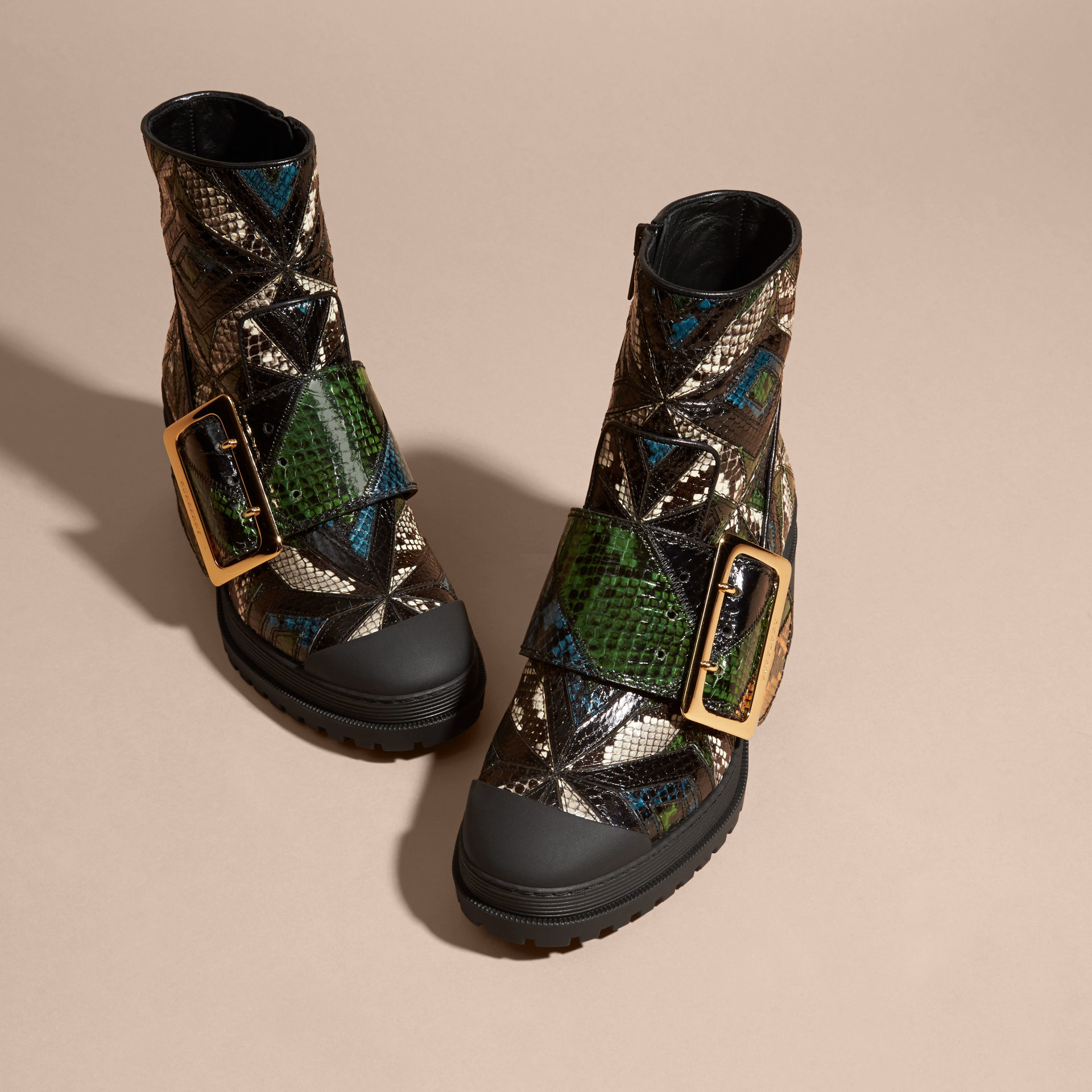 Burberry Denim Snakeskin Ankle Boots in 
