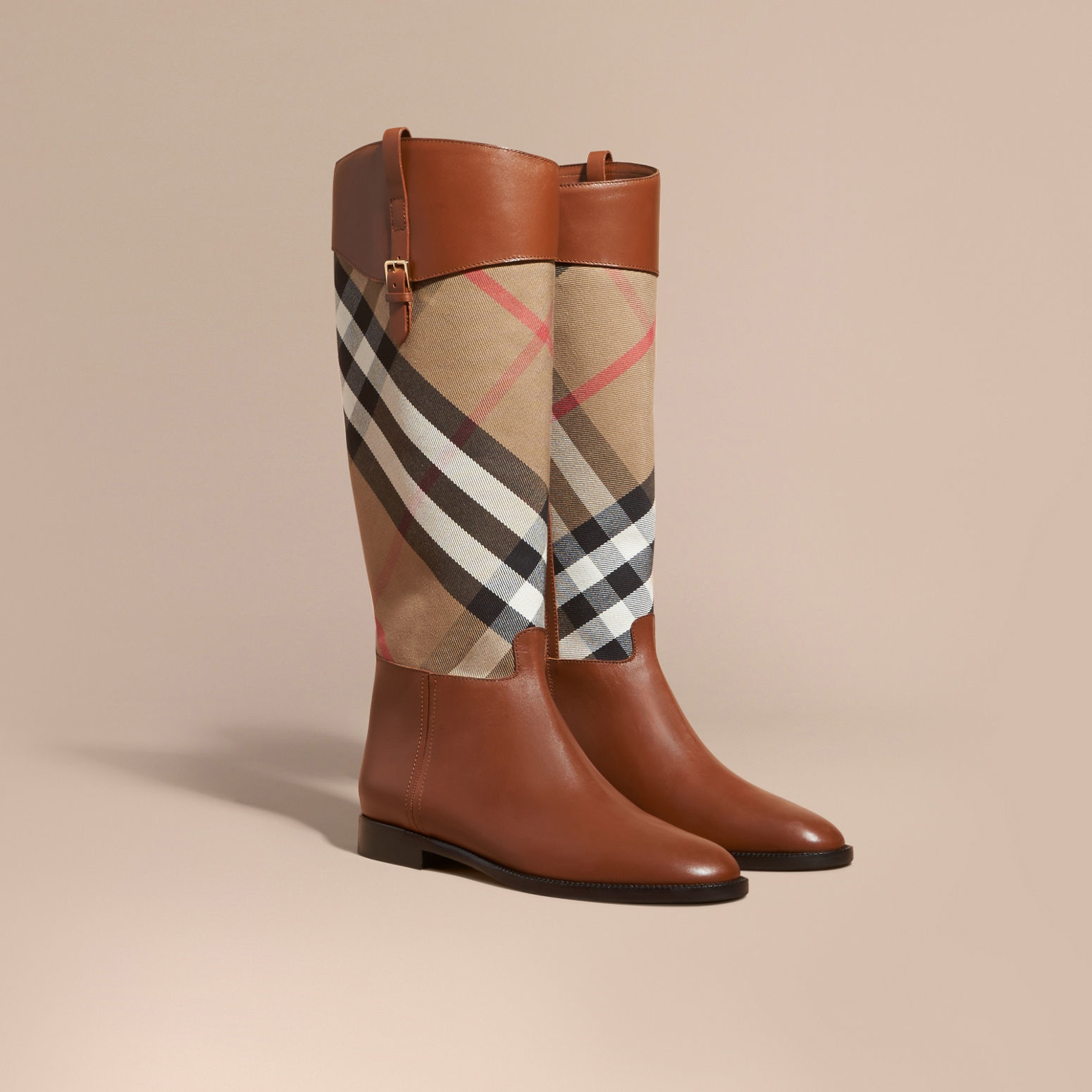 burberry house check leather bootie