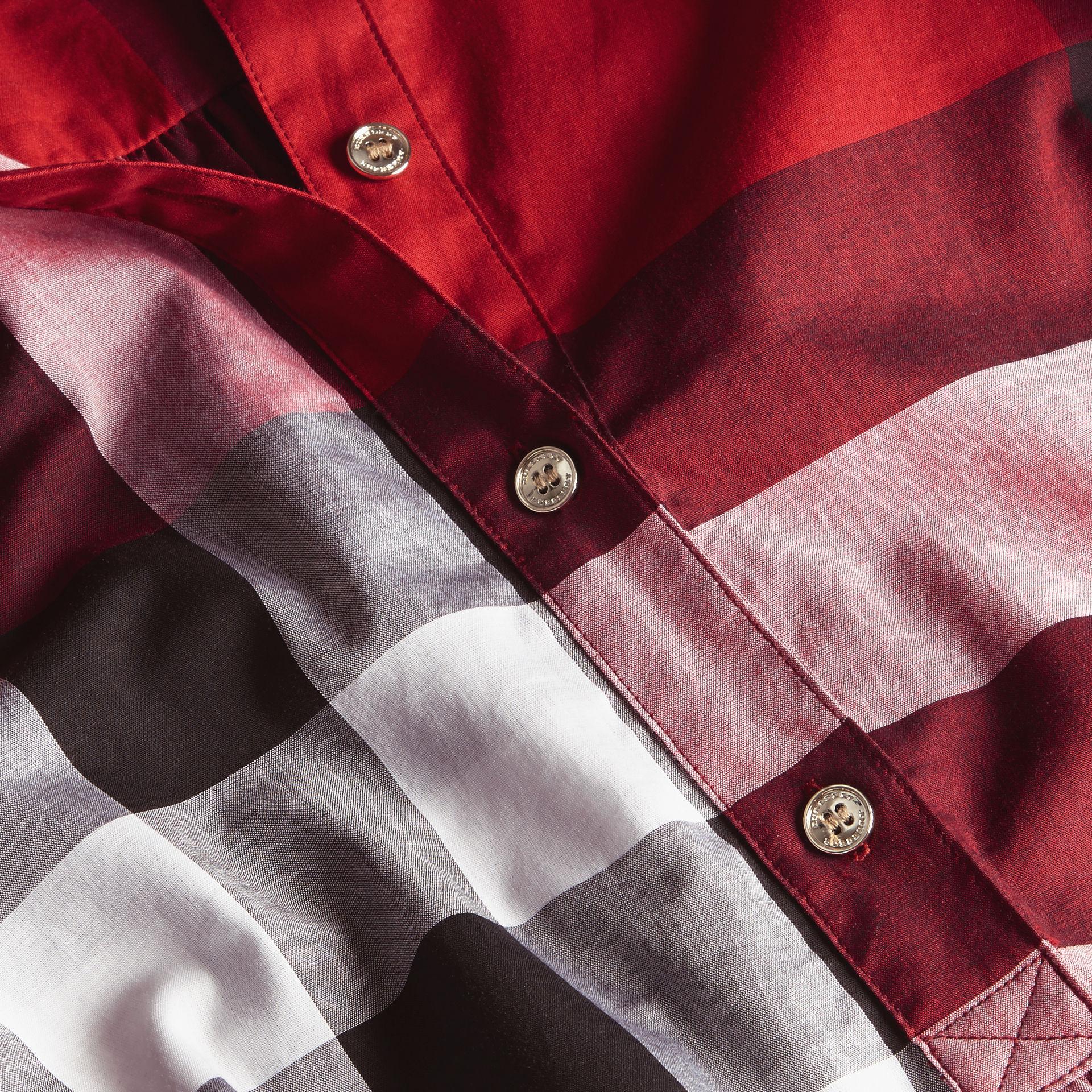 Burberry Check Cotton Shirt Dress Parade Red in Blue | Lyst