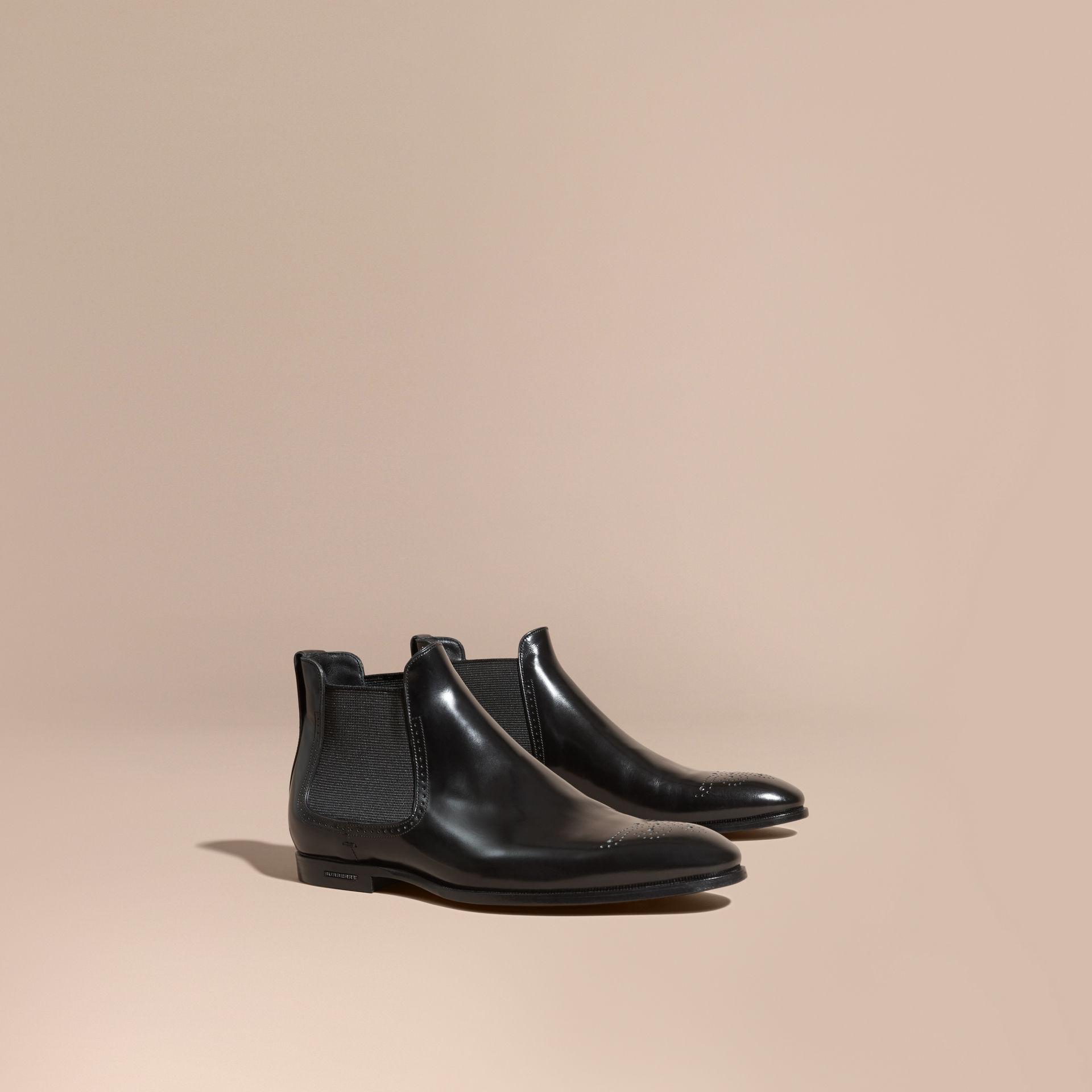 burberry mens chelsea boots burberry perforated detail leather chelsea boots black in burberry mens chelsea boots burberry perforated detail leather chelsea boots black in