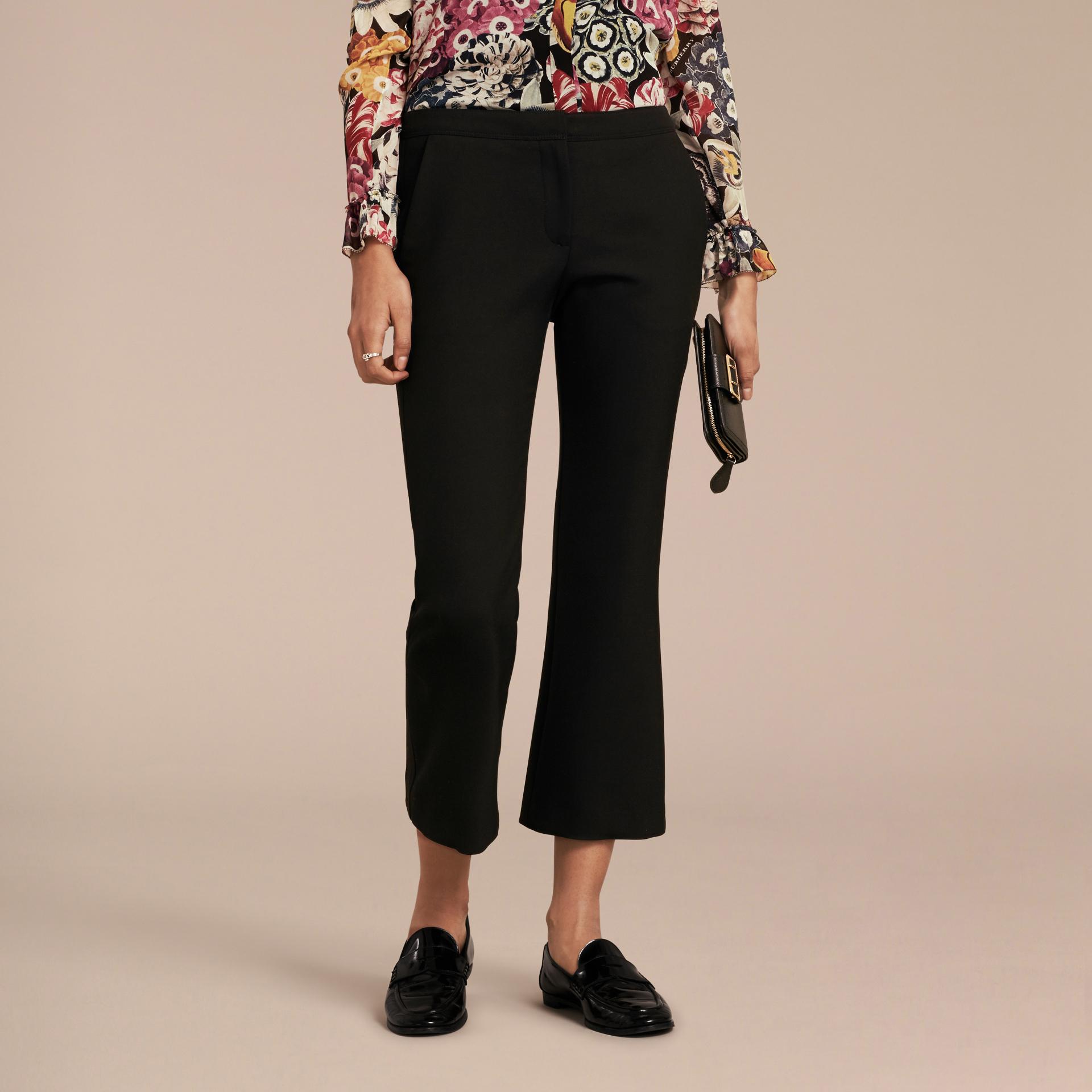 Lyst - Burberry Cropped Tailored Trousers in Black