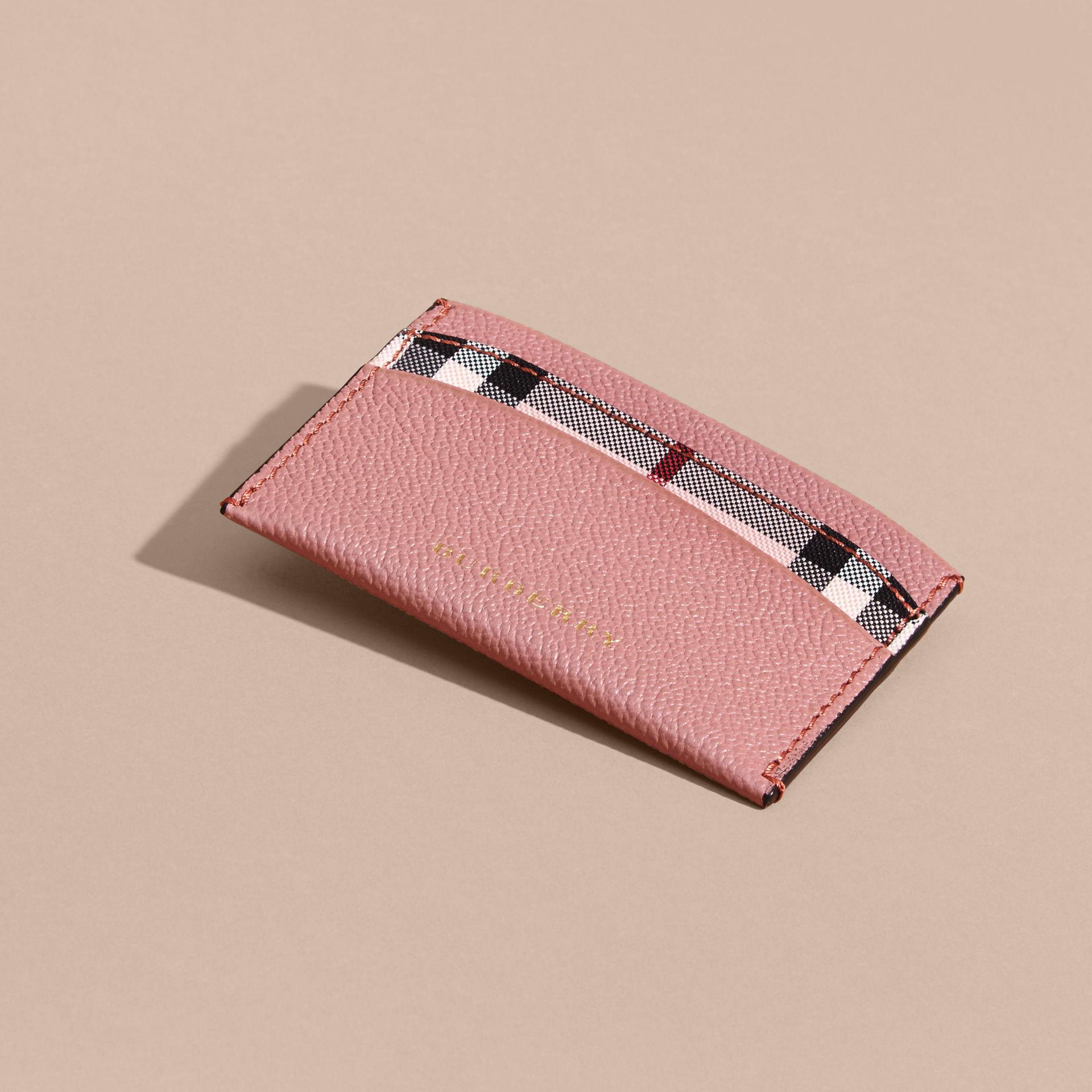 Burberry Pink/Beige Haymarket Check Coated Canvas and Leather Izzy Card  Holder Burberry