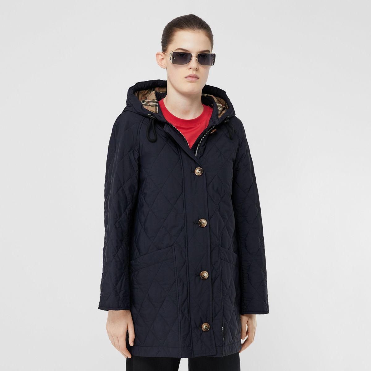 burberry roxwell vintage check hood thermoregulated quilted coat