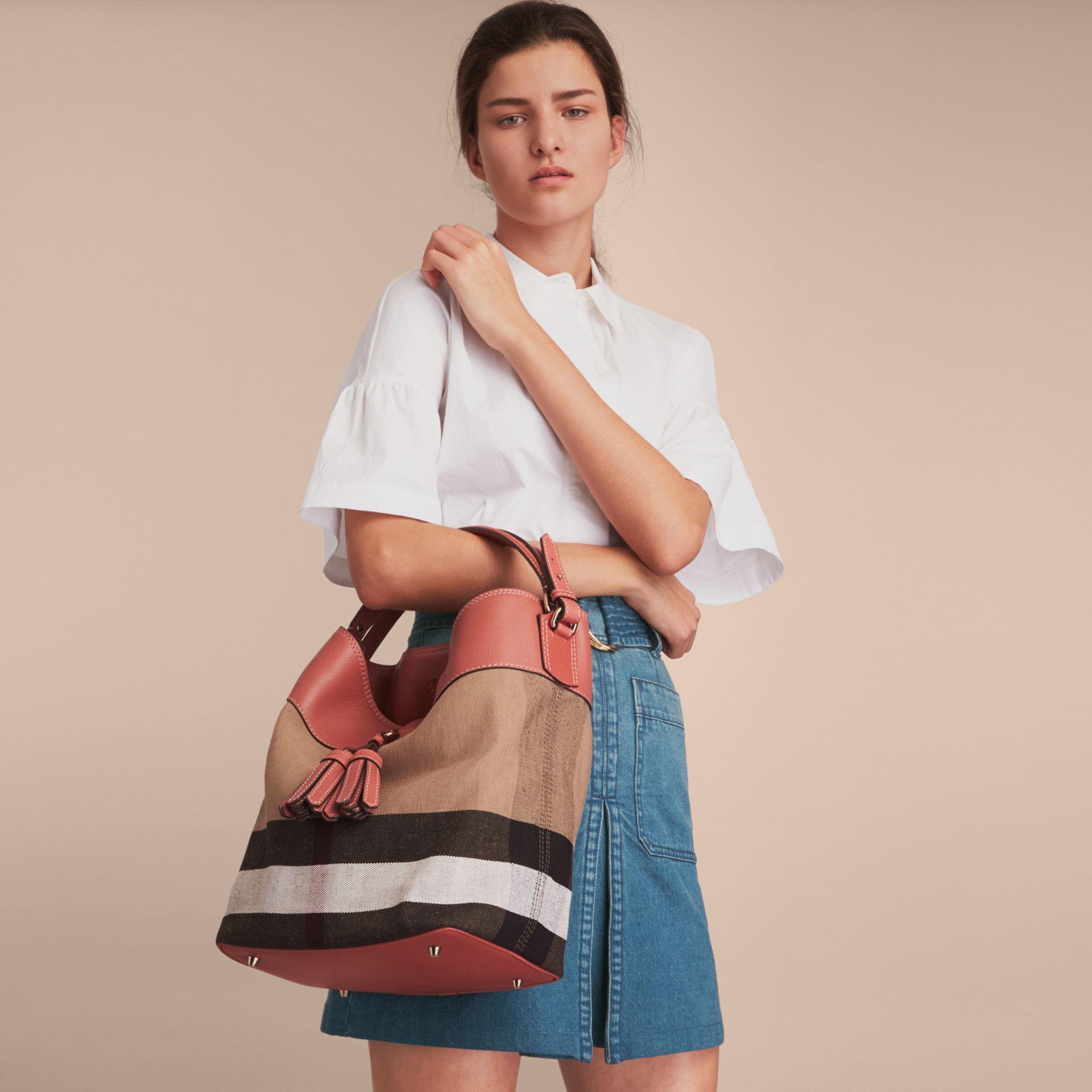 the medium ashby in canvas check and leather