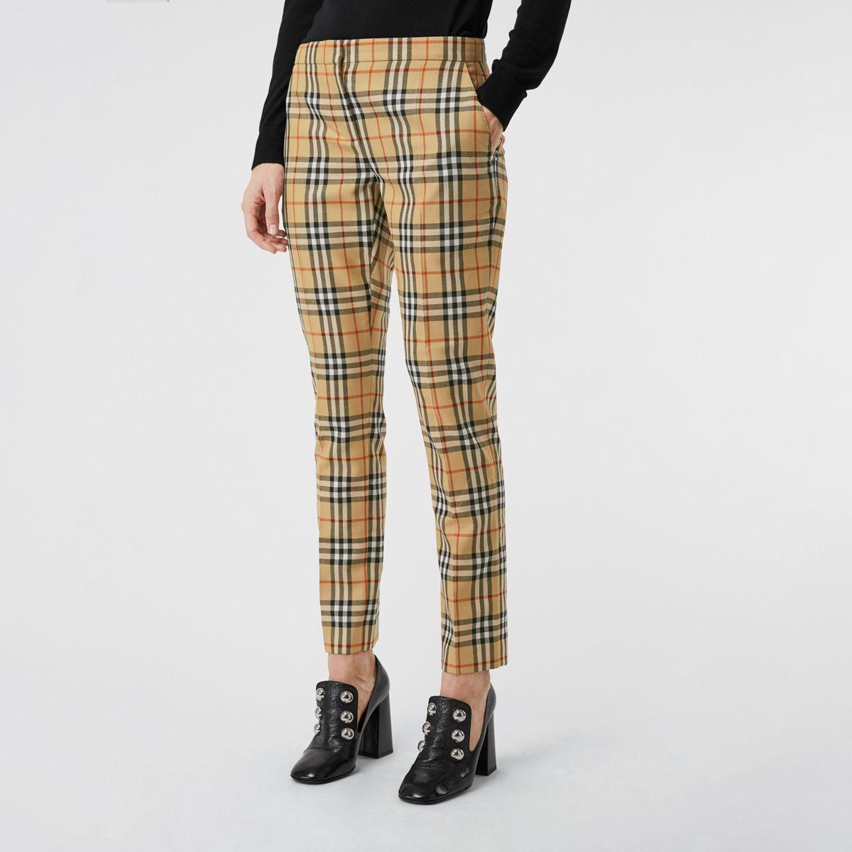 Burberry Vintage Check Wool Cigarette Trousers in Antique Yellow ...