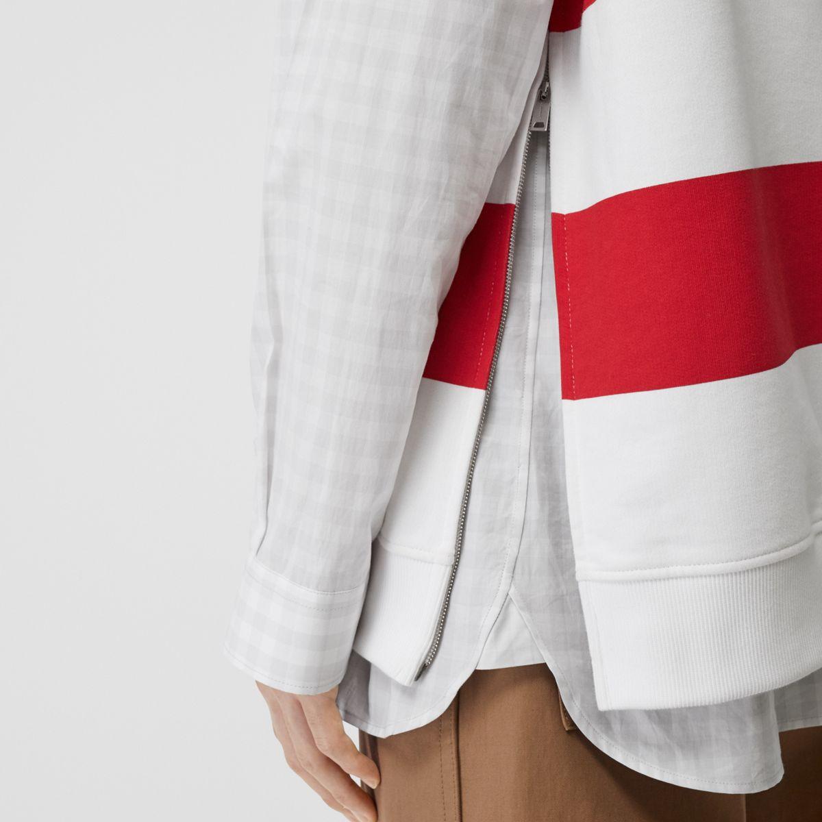 Burberry Zip Detail Striped Cotton Hoodie in Red for Men | Lyst