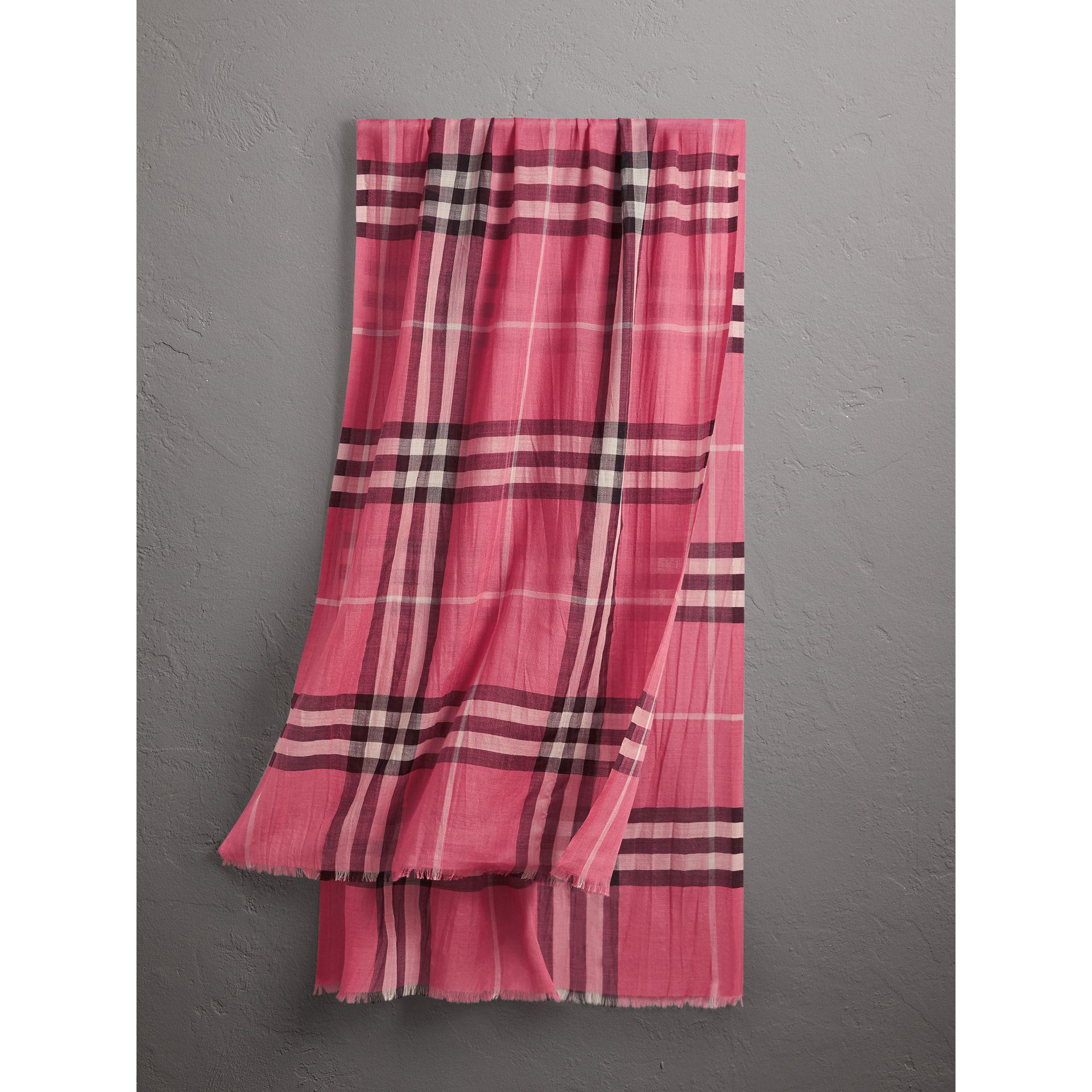 Burberry Lightweight Check Wool And Silk Scarf Rose Pink | Lyst