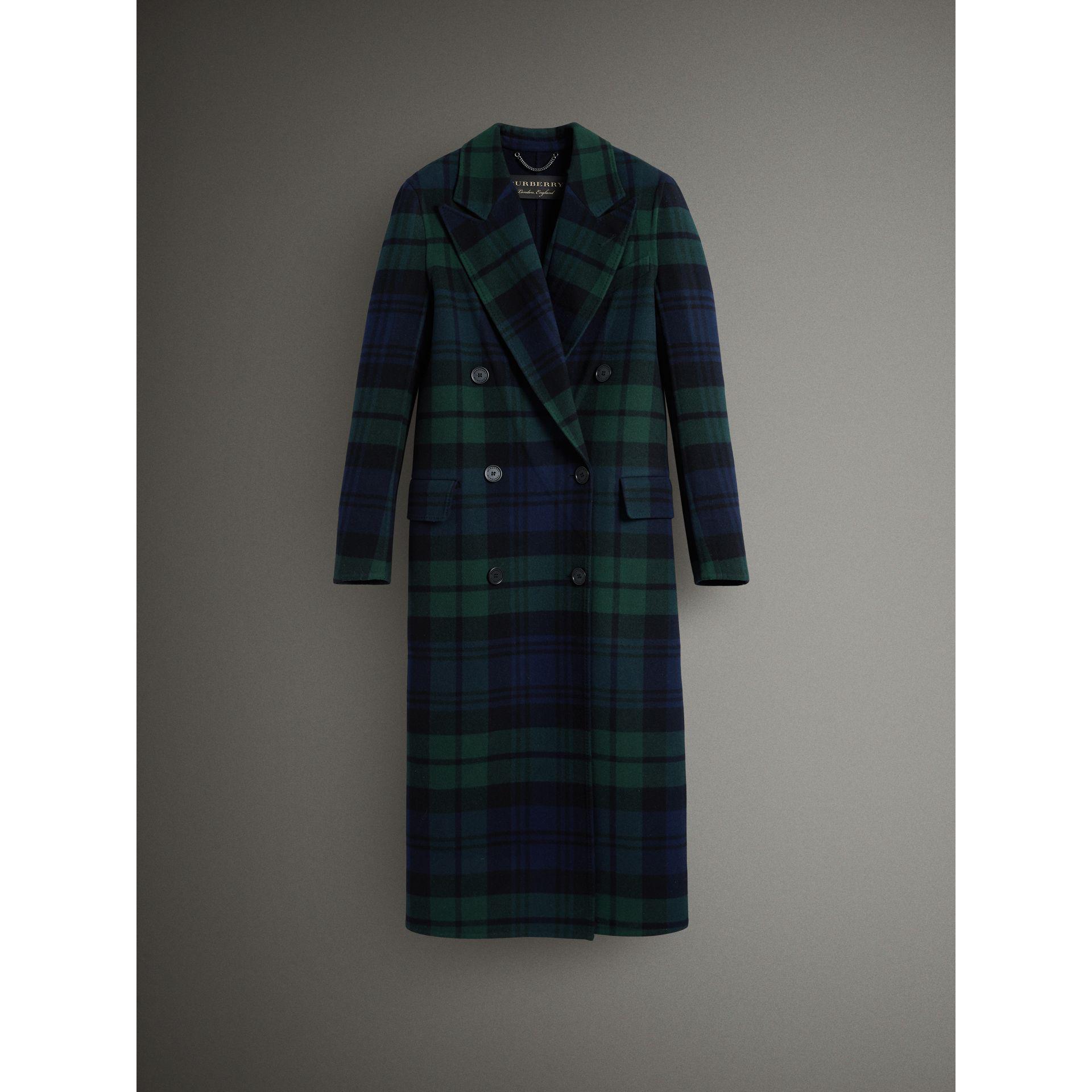 Burberry Tartan Double-faced Wool Cashmere Tailored Coat in Blue | Lyst