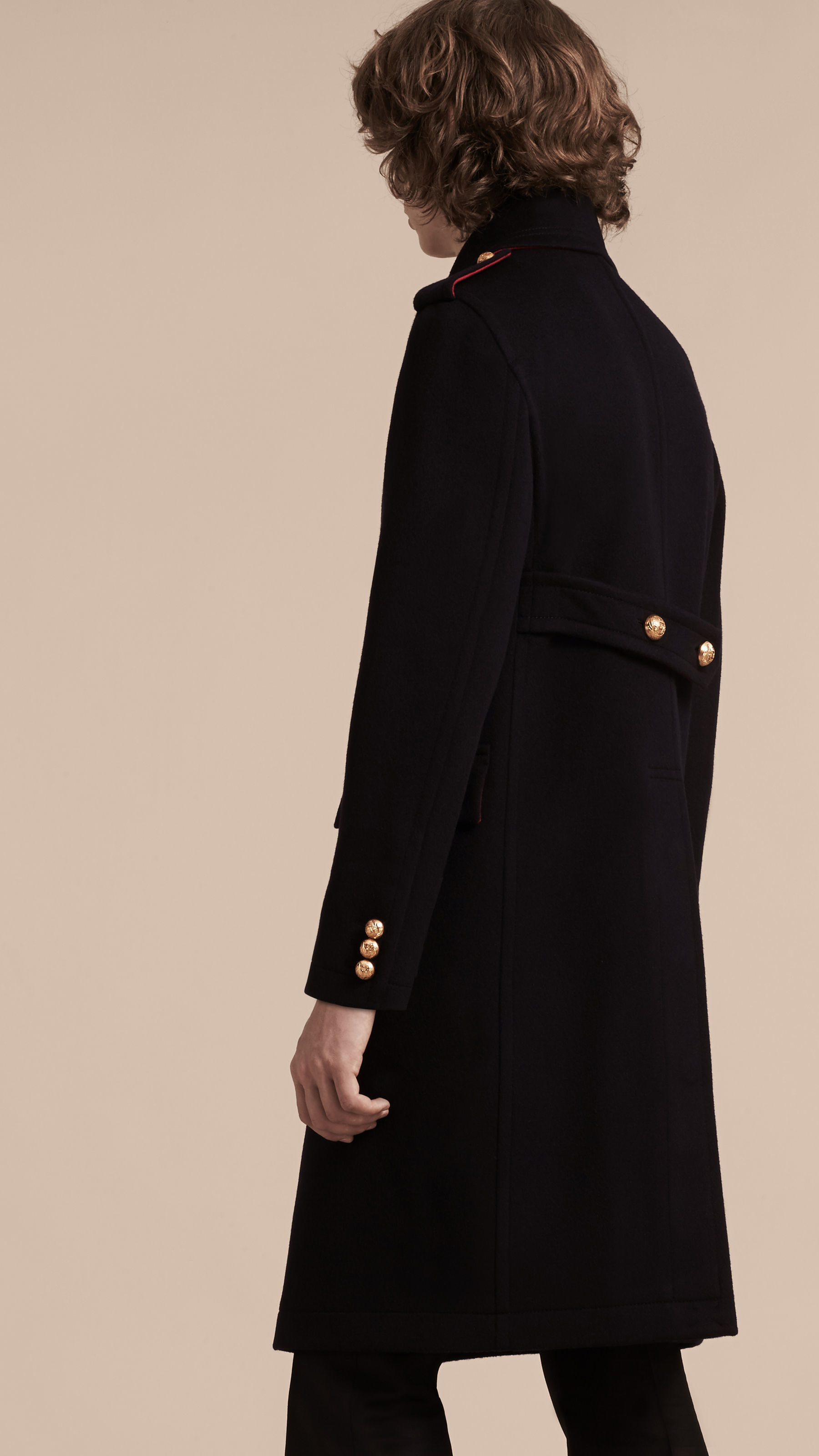 Burberry Technical Wool Military Overcoat in Black for Men Lyst
