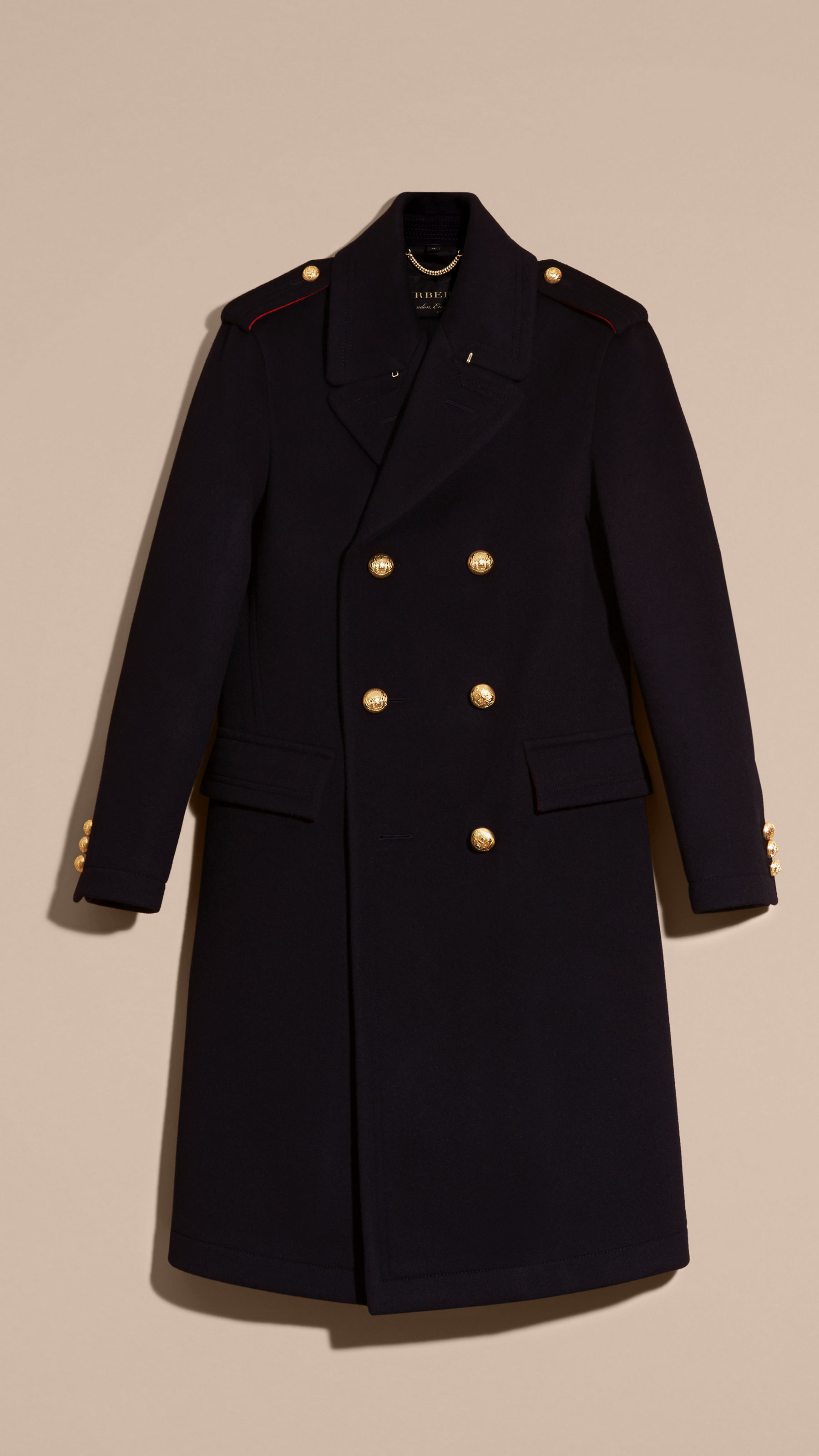 Burberry Technical Wool Military Overcoat in Navy (Black) for Men | Lyst