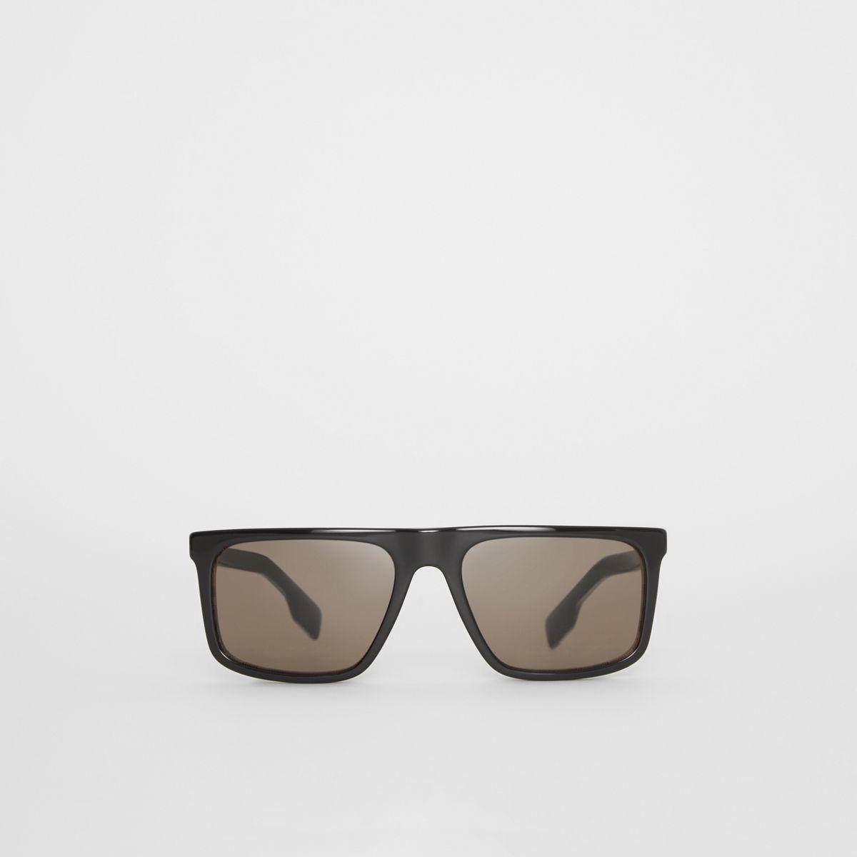 Burberry Vintage Check Detail Straight-brow Sunglasses for Men | Lyst