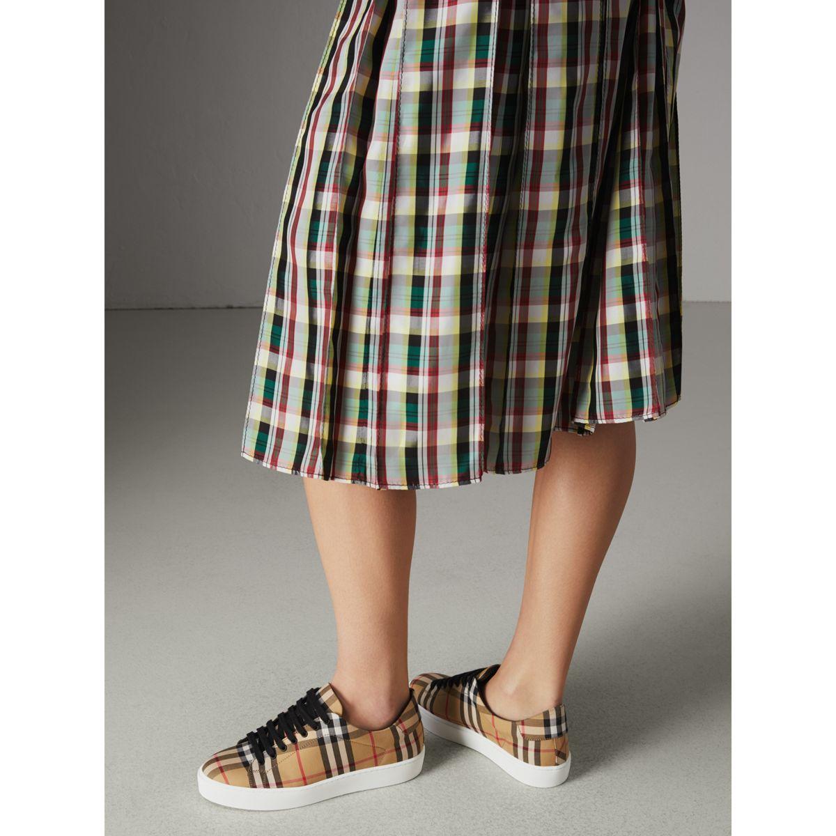 burberry vintage check and leather sneakers