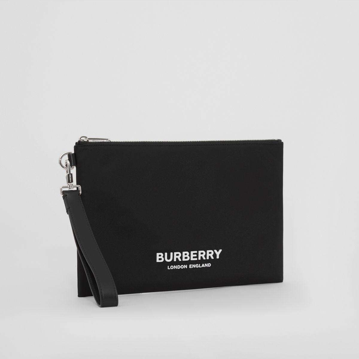 Burberry Logo Print Nylon Zip Pouch in Black for Men | Lyst