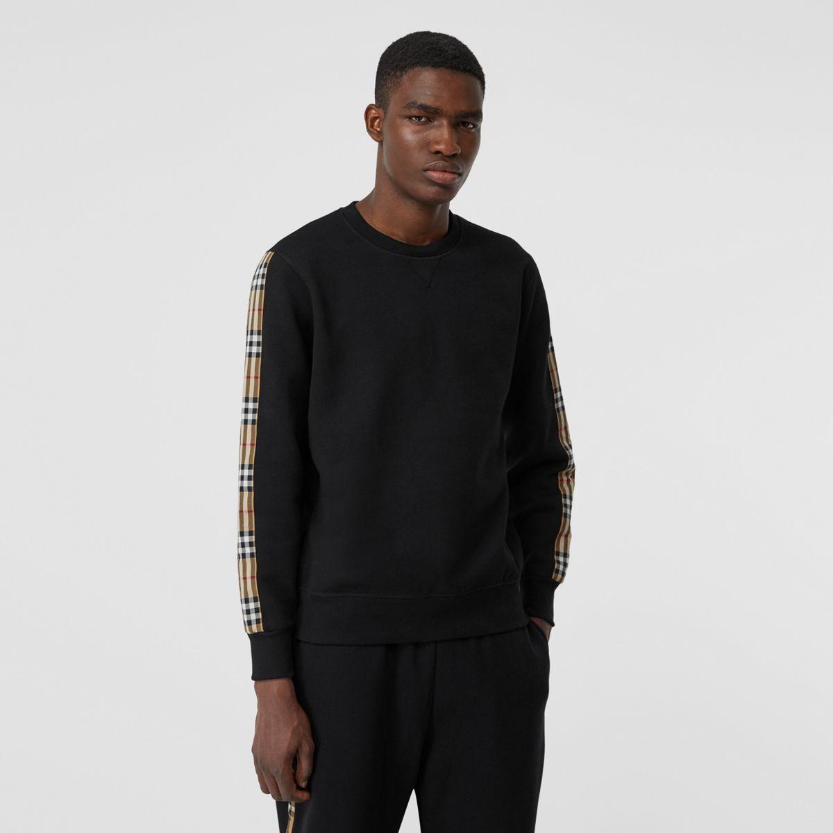 Forfærde erstatte Inspirere Burberry Vintage Check Panel Jersey Sweatshirt in Black for Men | Lyst
