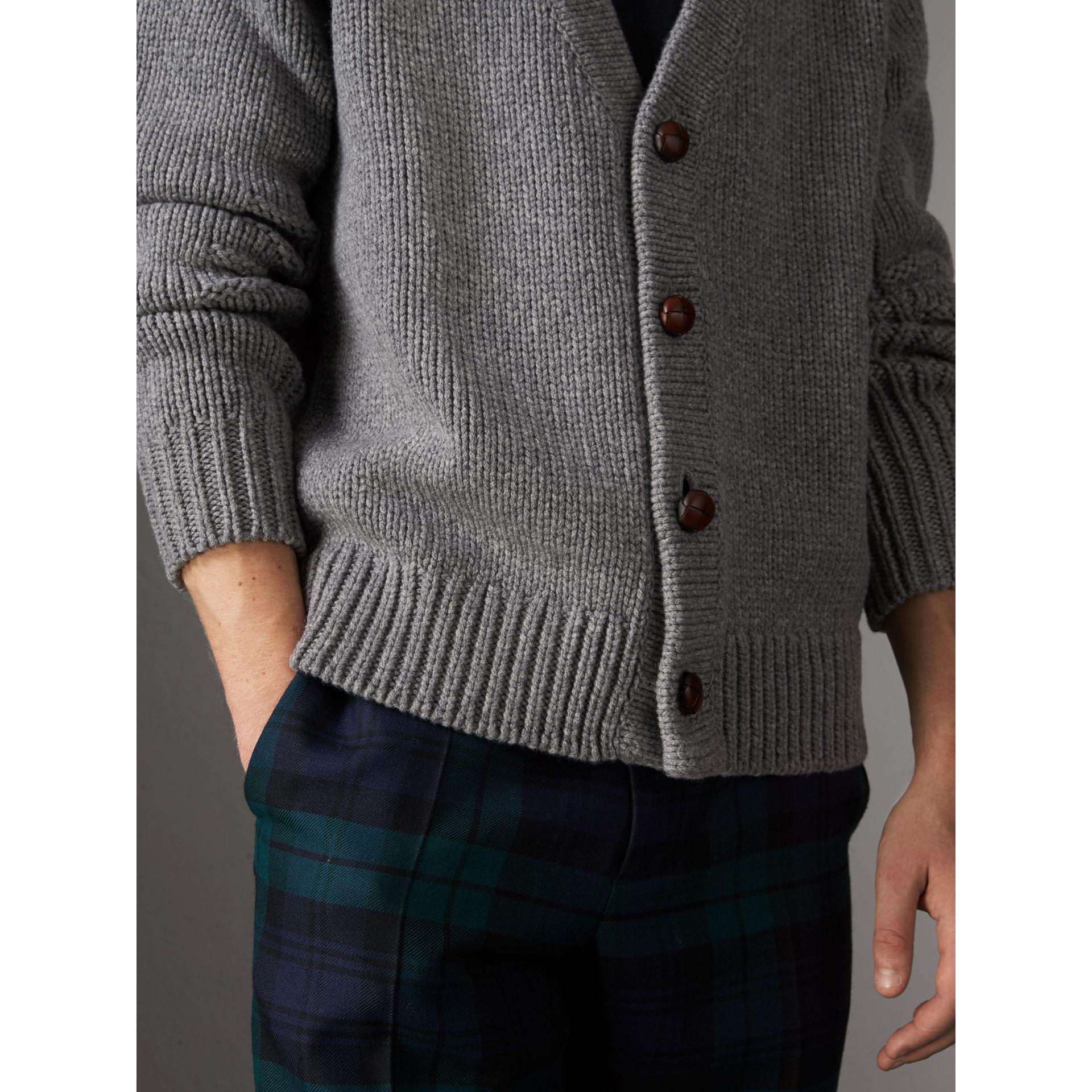 mens grey chunky knit cardigan
