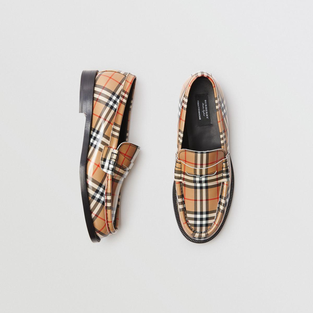 Burberry Gosha X Check Leather Loafers 